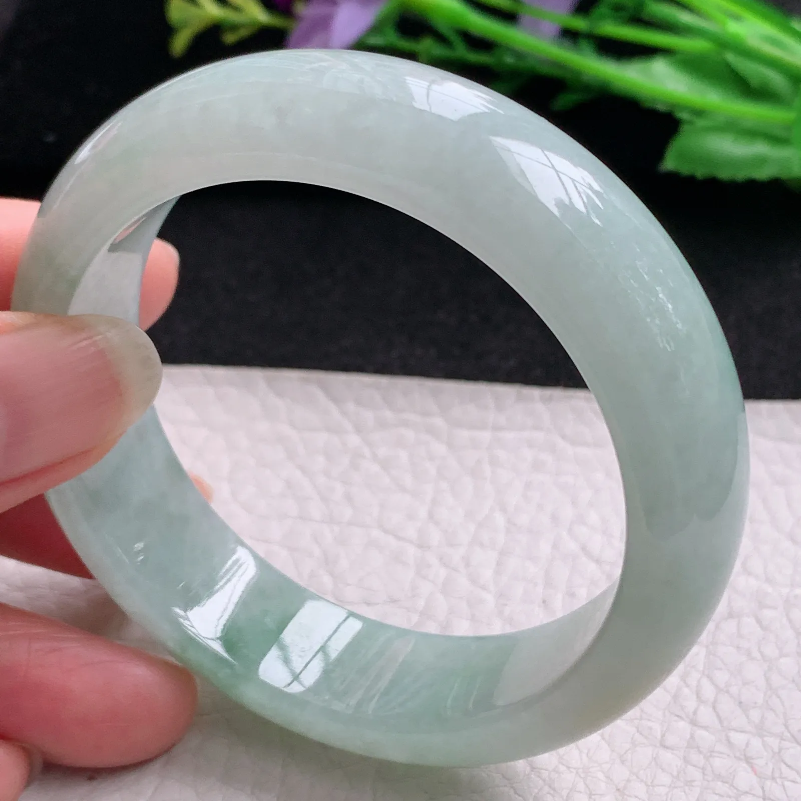 hh实拍55*16*9.3轮胎镯 缅甸翡翠精美冰三彩宽边玉手镯 玉手环