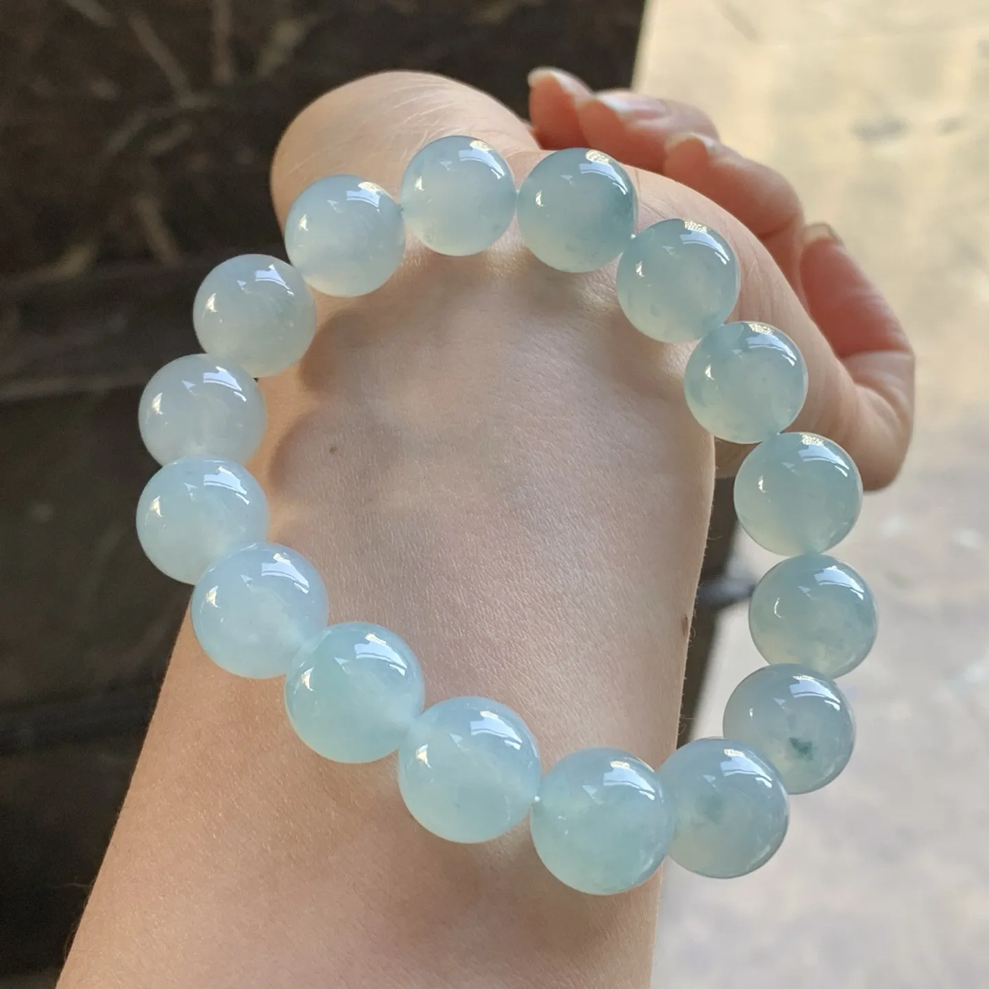 冰蓝手串^_^清新冰透 尺寸12.5