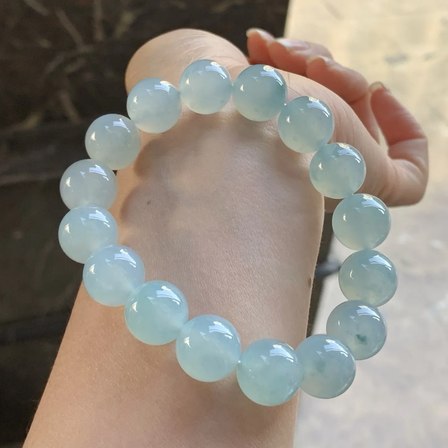 冰蓝手串^_^清新冰透 尺寸12.5