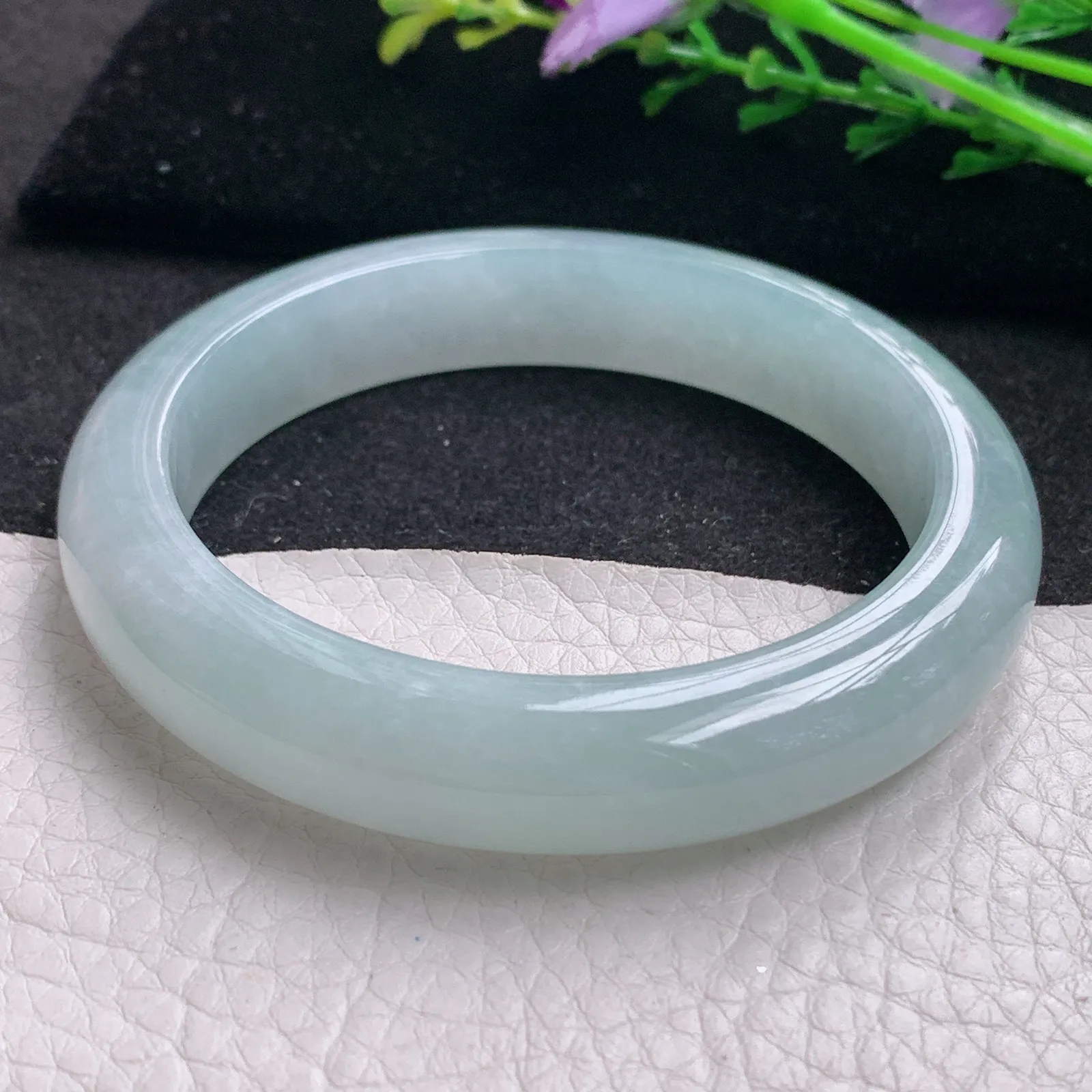 nr实拍57.5*12*8.6平安镯 缅甸翡翠精冰胶晴美宽边玉手镯 玉手环