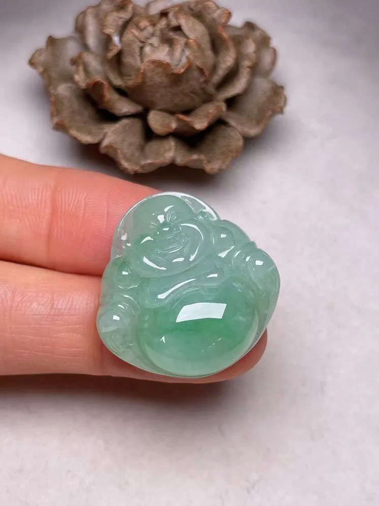 冰糯种飘绿【佛公】吊坠，种水好，玉质细腻 ，卖相好‘