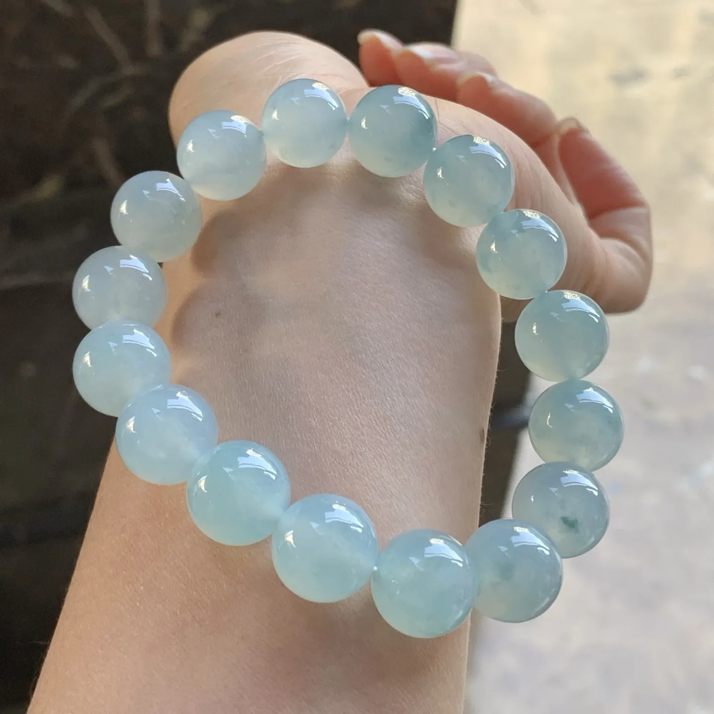 冰蓝手串^_^清新冰透 尺寸12.5