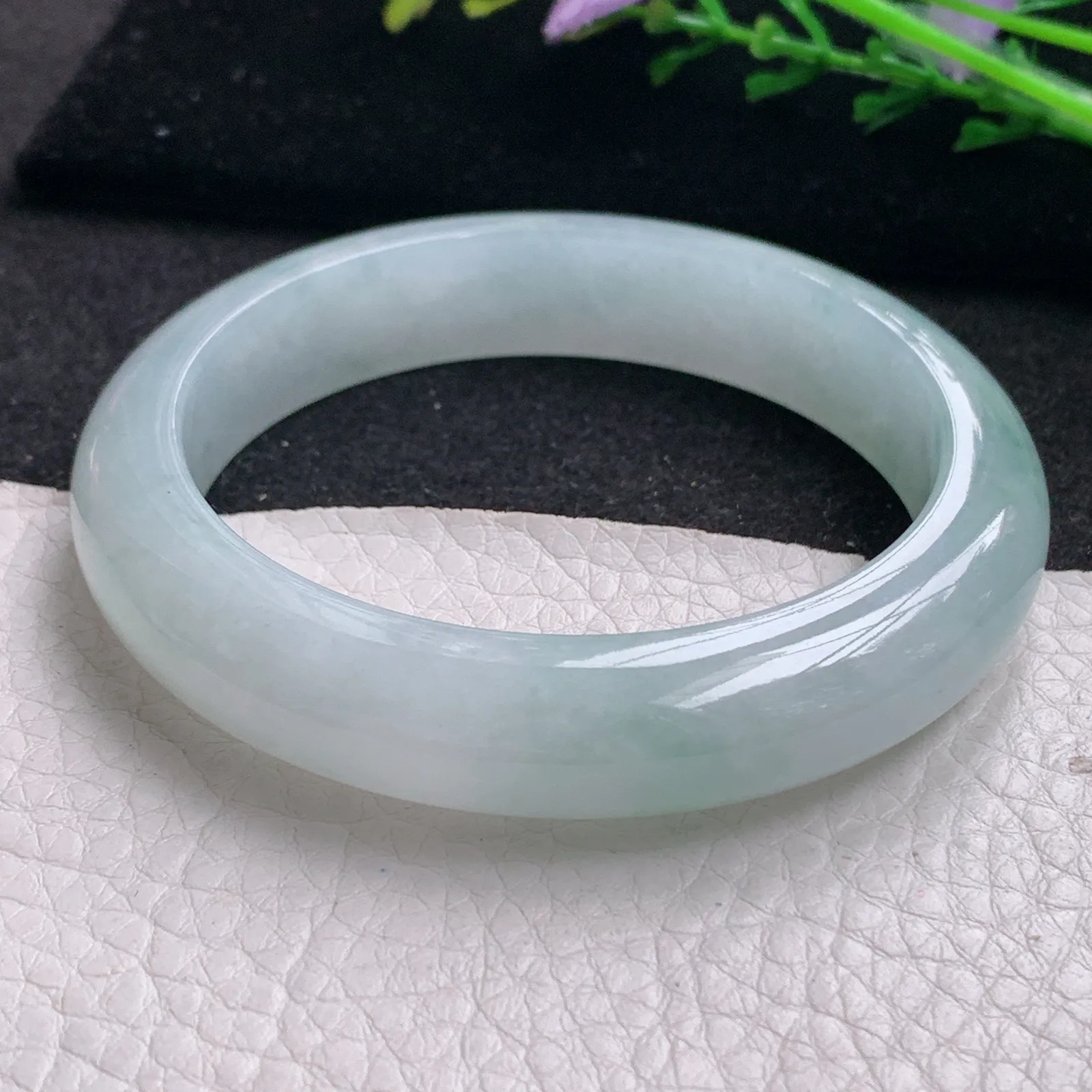 nr实拍56.3*12.5*9平安镯 缅甸翡翠精美冰胶宽边玉手镯 玉手环