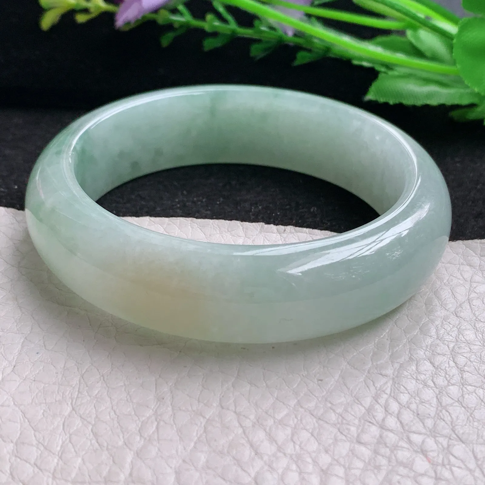 hh实拍55*16*9.3轮胎镯 缅甸翡翠精美冰三彩宽边玉手镯 玉手环