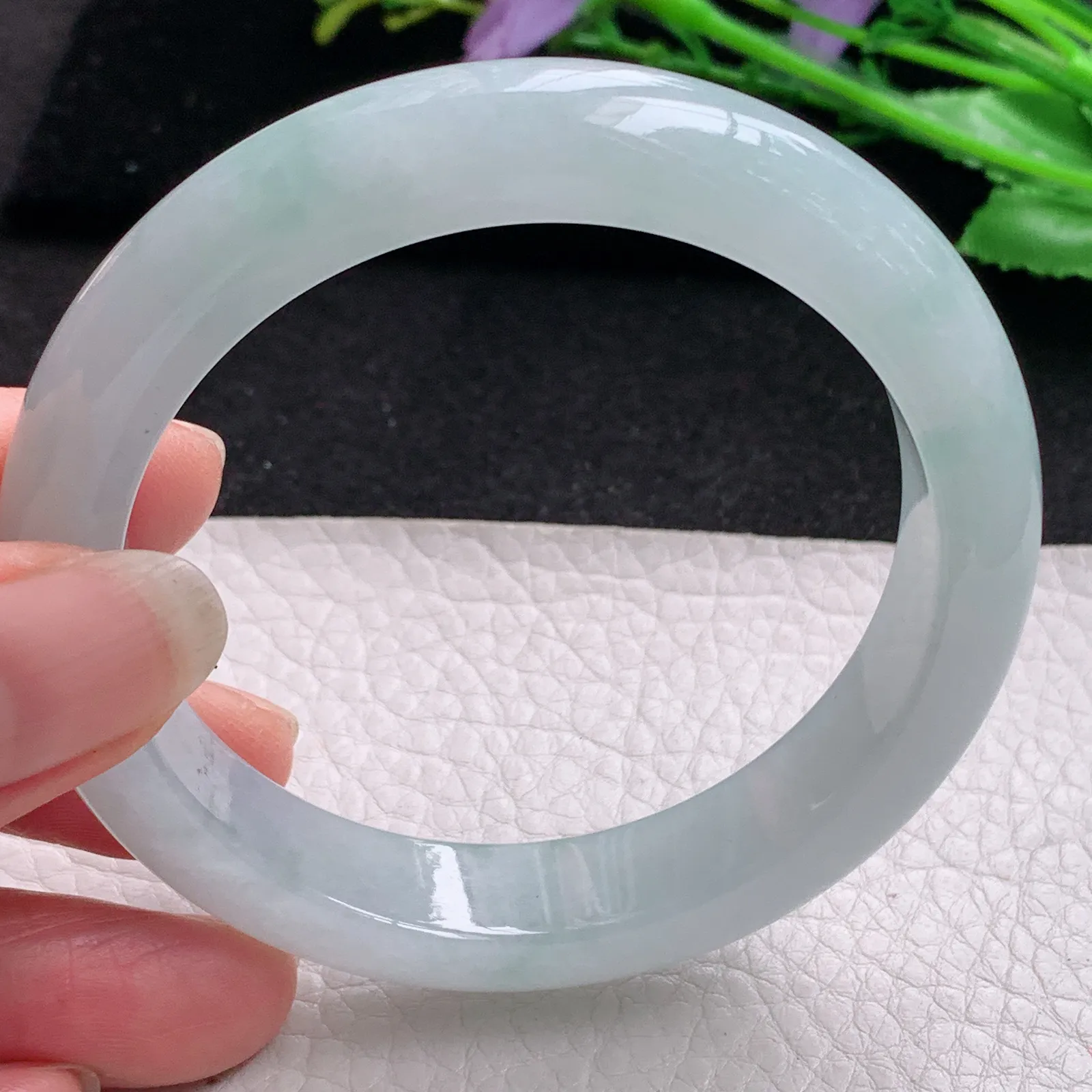 nr实拍56.3*12.5*9平安镯 缅甸翡翠精美冰胶宽边玉手镯 玉手环