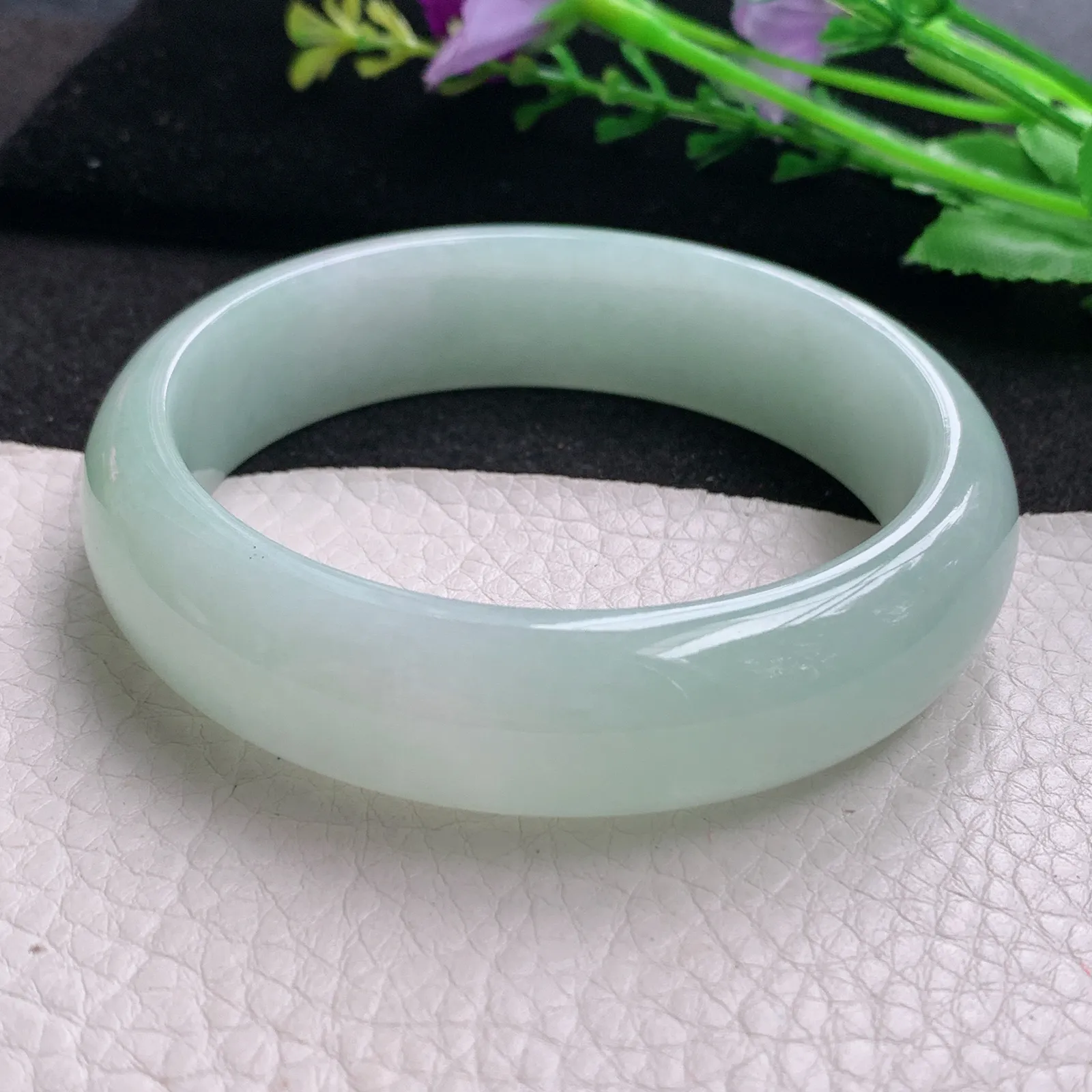 nr大圈口60*16.2*8.2轮胎镯 缅甸翡翠精美甜绿宽边玉手镯 玉手环