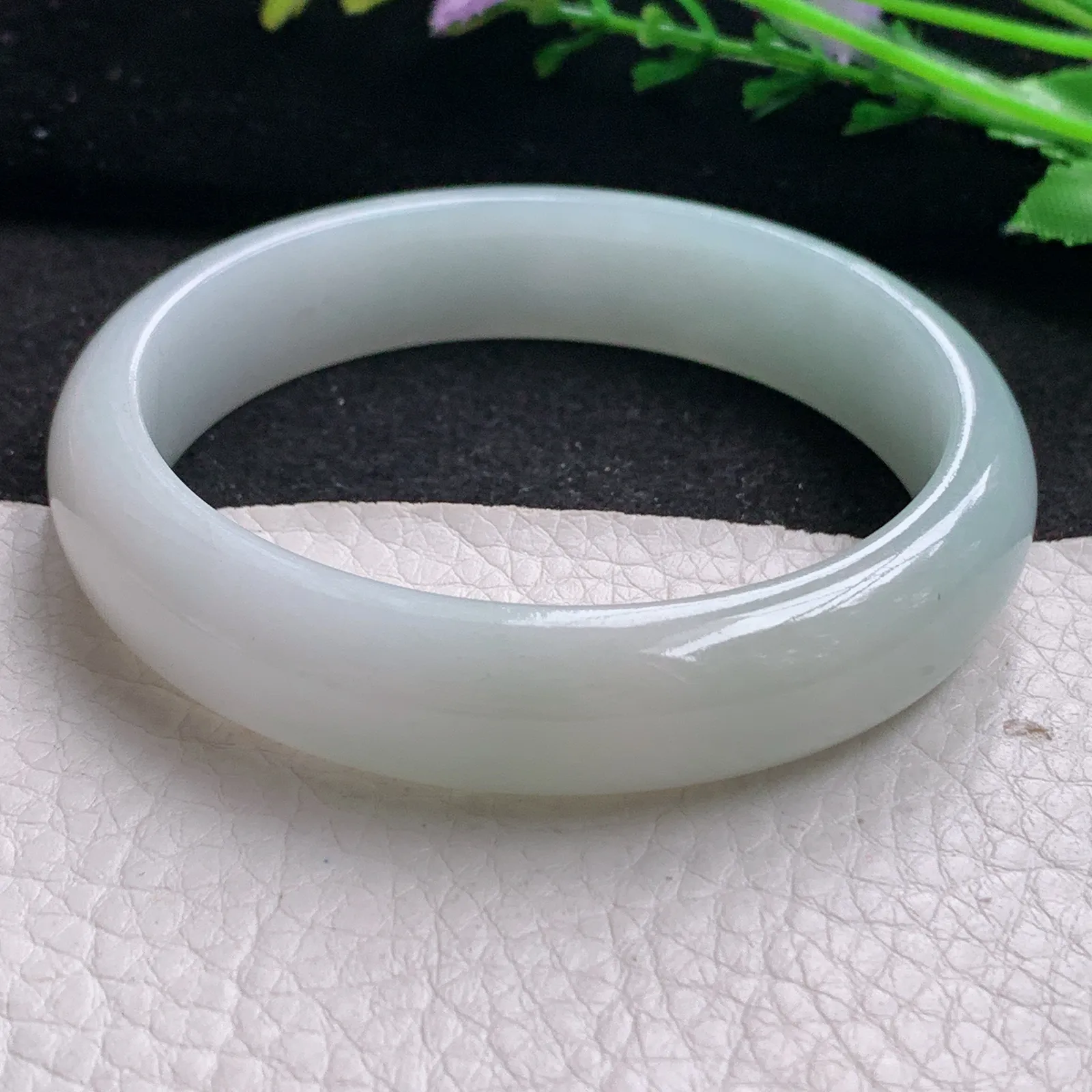 nr实拍58*13.6*7.5平安镯 缅甸翡翠精美淡雅宽边玉手镯 玉手环