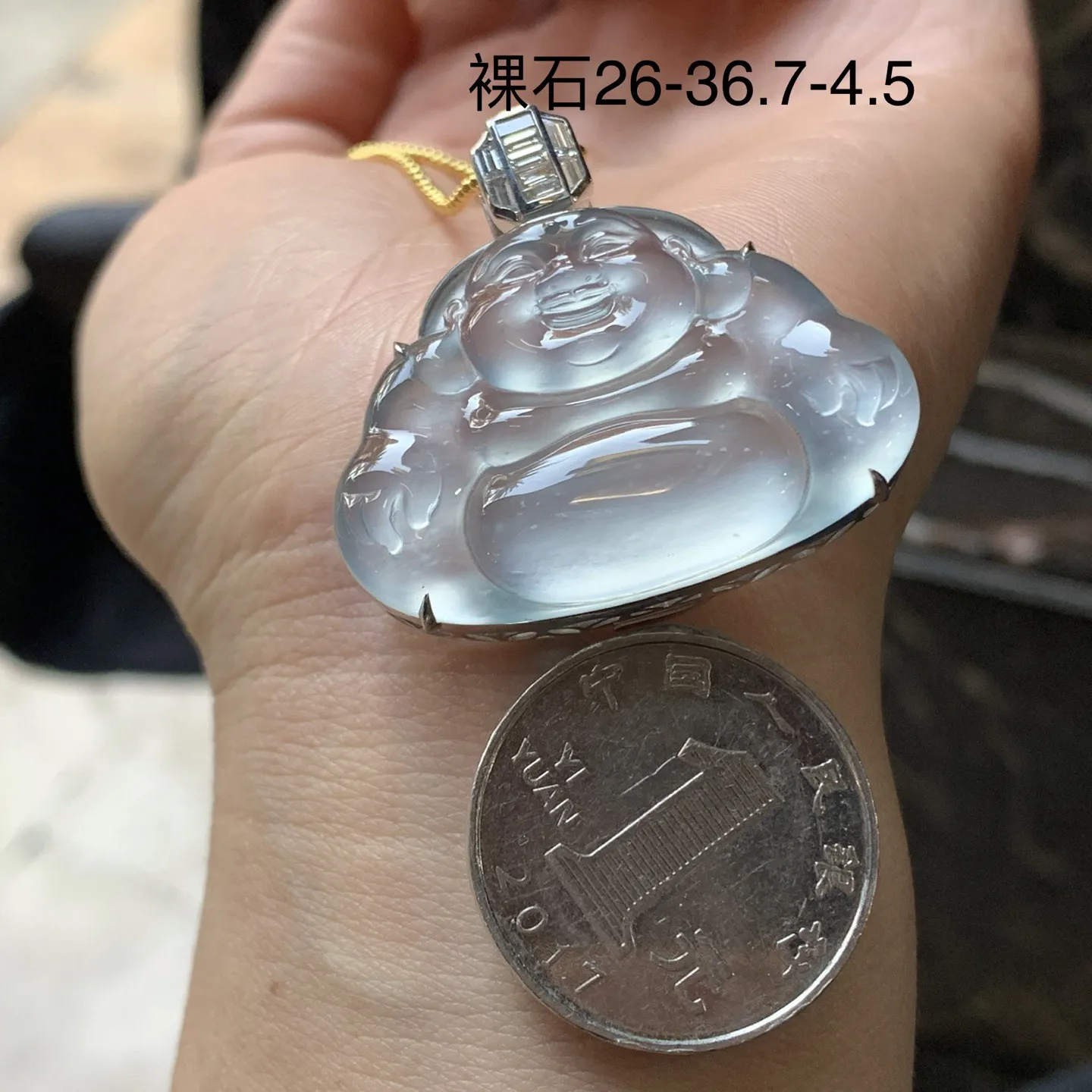 高冰金钻镶嵌佛公^_^真金真钻 种老 荧光十足 尺寸26