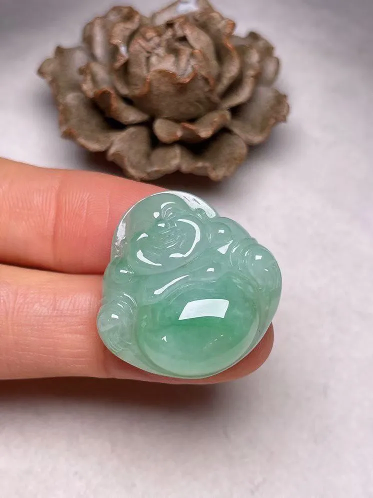 冰糯种飘绿【佛公】吊坠，种水好，玉质细腻 ，卖相好‘