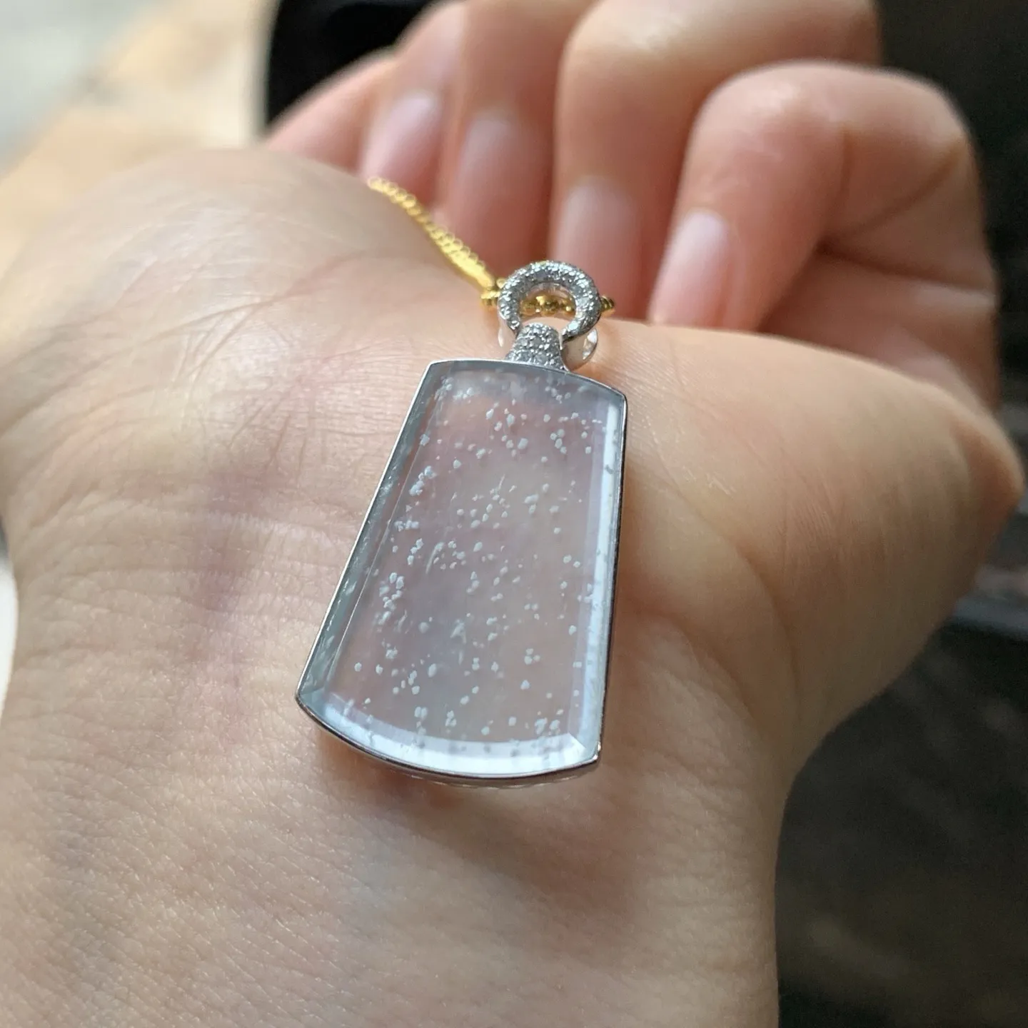 金钻镶嵌高冰无事牌^_^透亮 尺寸23.7