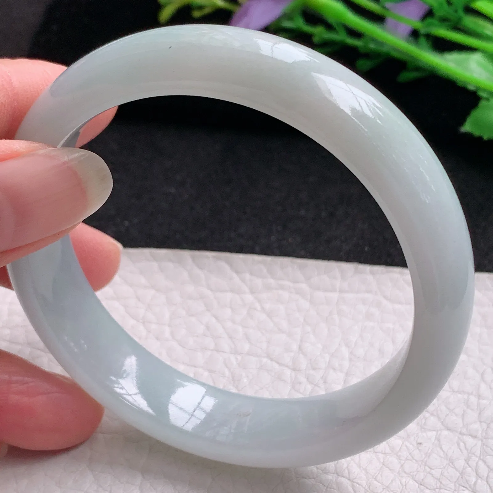 nr实拍58*13.6*7.5平安镯 缅甸翡翠精美淡雅宽边玉手镯 玉手环