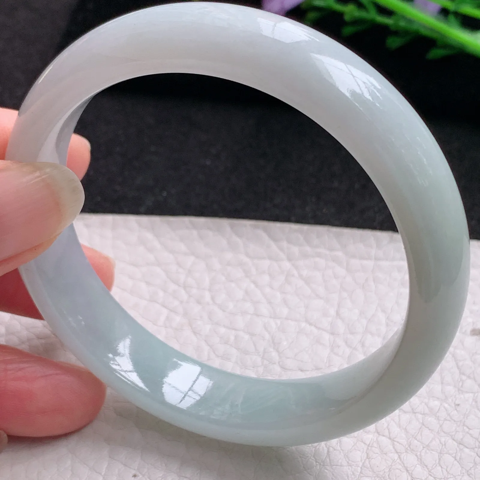 nr实拍58*13.6*7.5平安镯 缅甸翡翠精美淡雅宽边玉手镯 玉手环