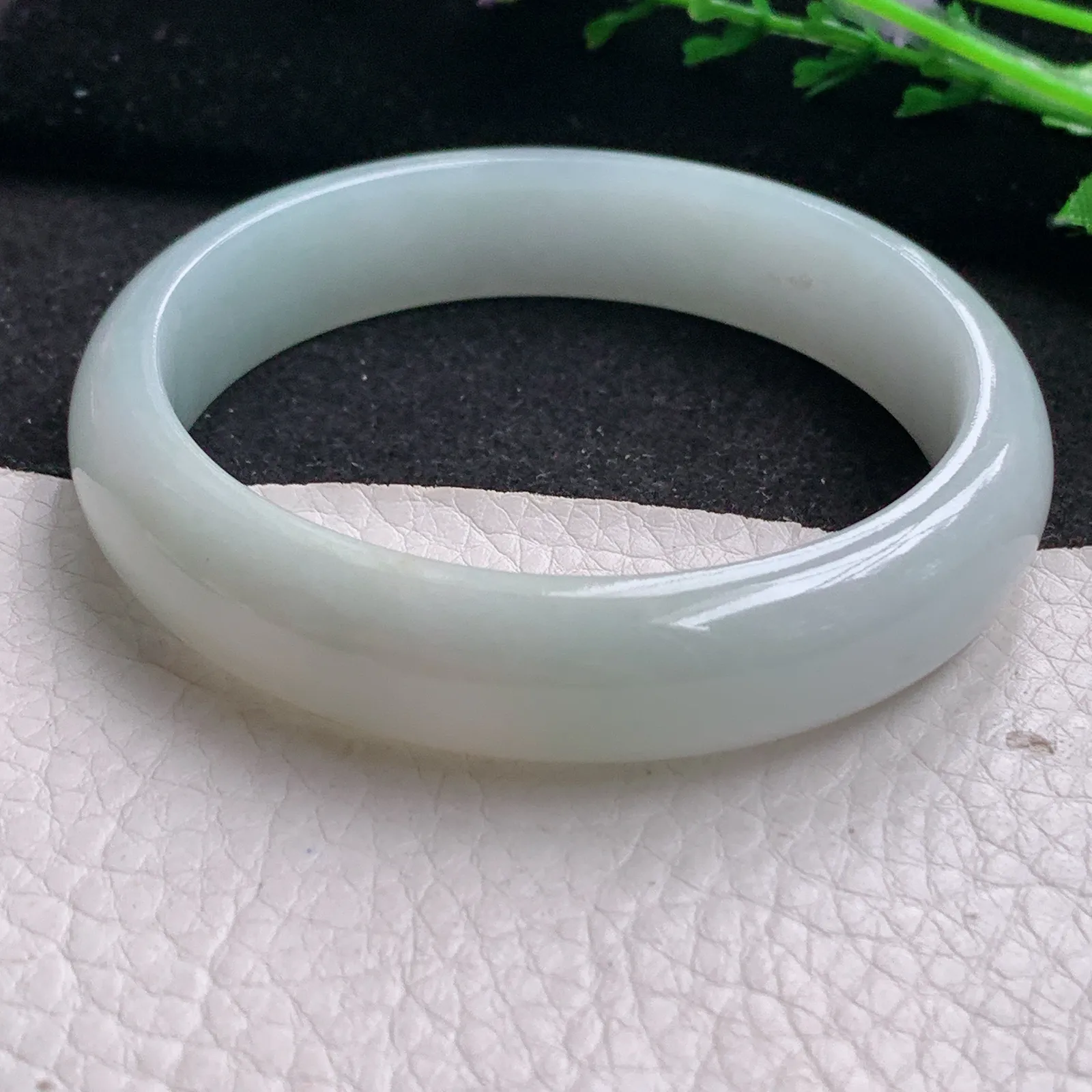 nr实拍58*13.6*7.5平安镯 缅甸翡翠精美淡雅宽边玉手镯 玉手环