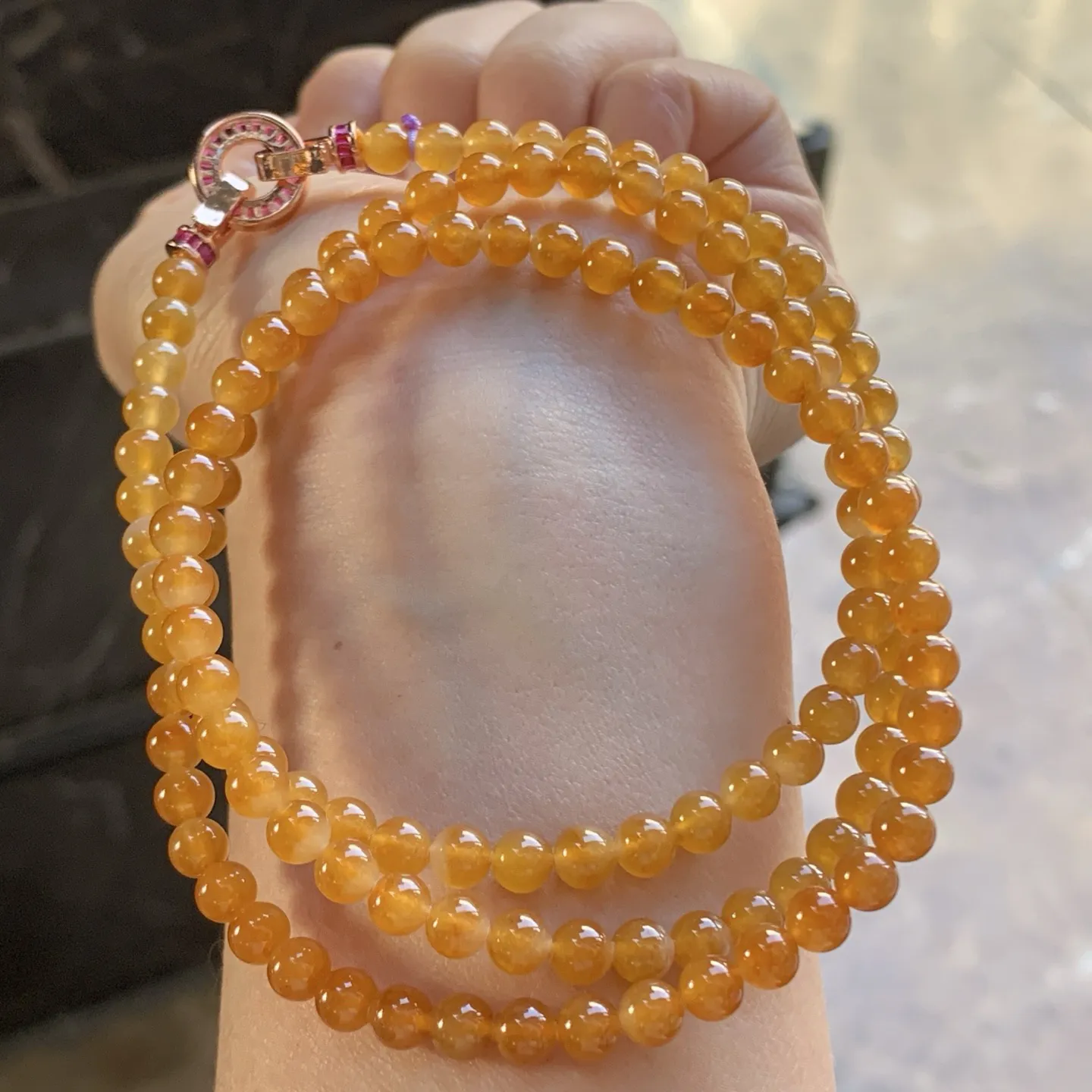 冰黄珠串^_^冰透 鲜艳 5毫米