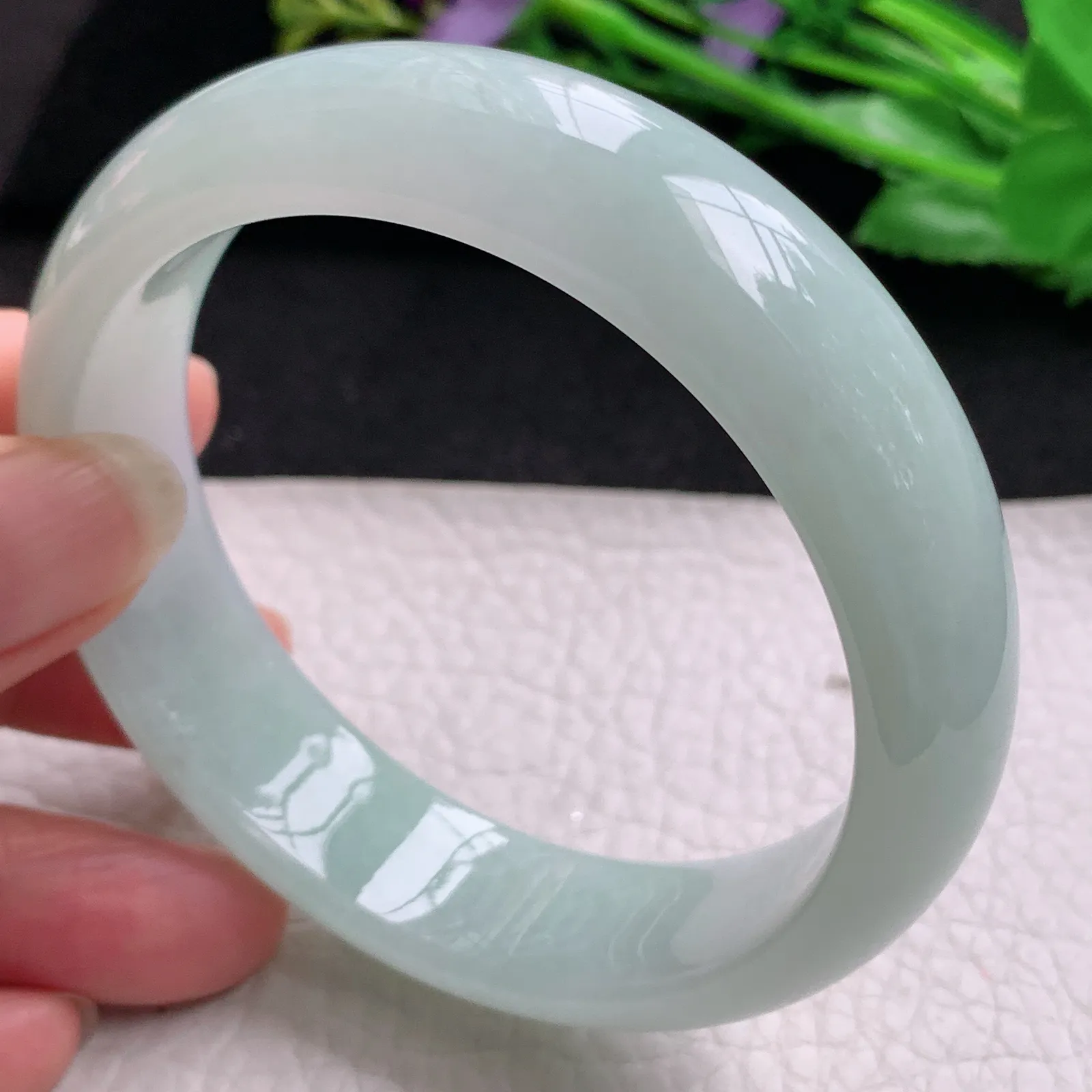 nr大圈口60*16.2*8.2轮胎镯 缅甸翡翠精美甜绿宽边玉手镯 玉手环