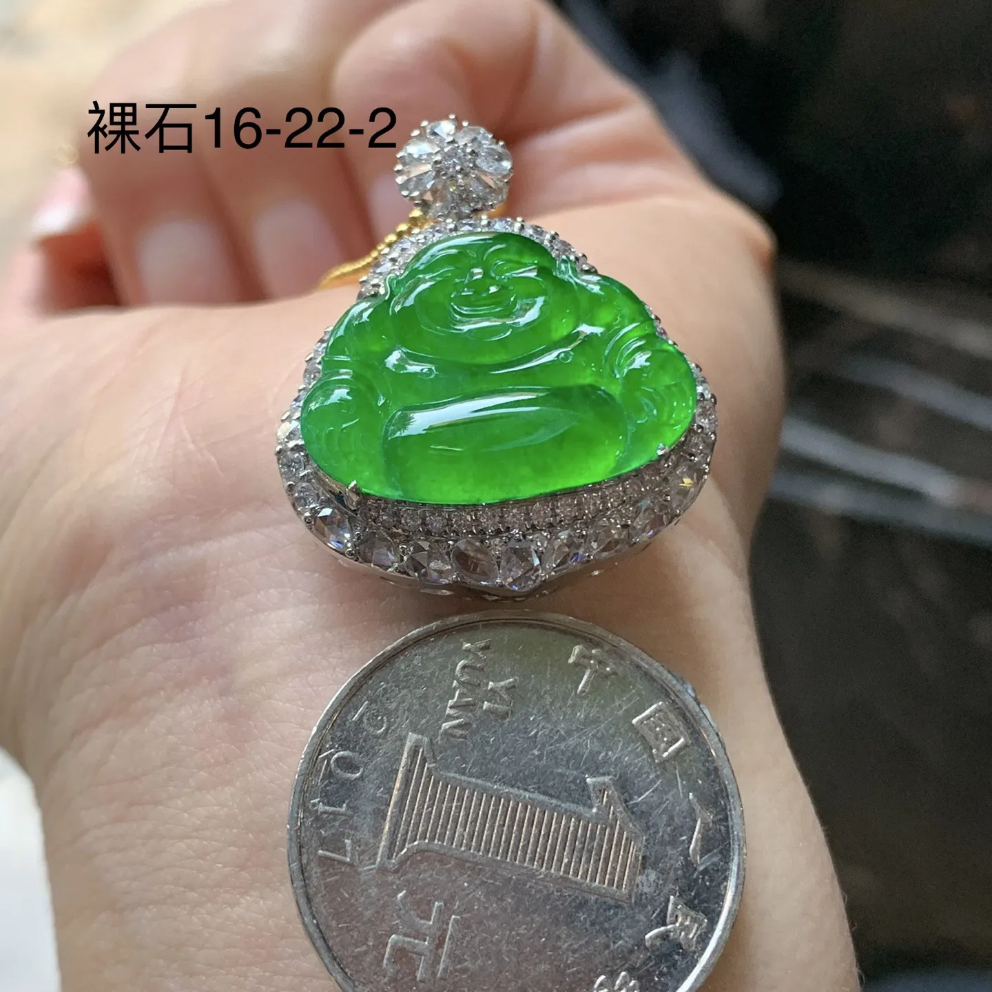 金钻镶嵌冰绿佛公^_^种色冰透 鲜艳