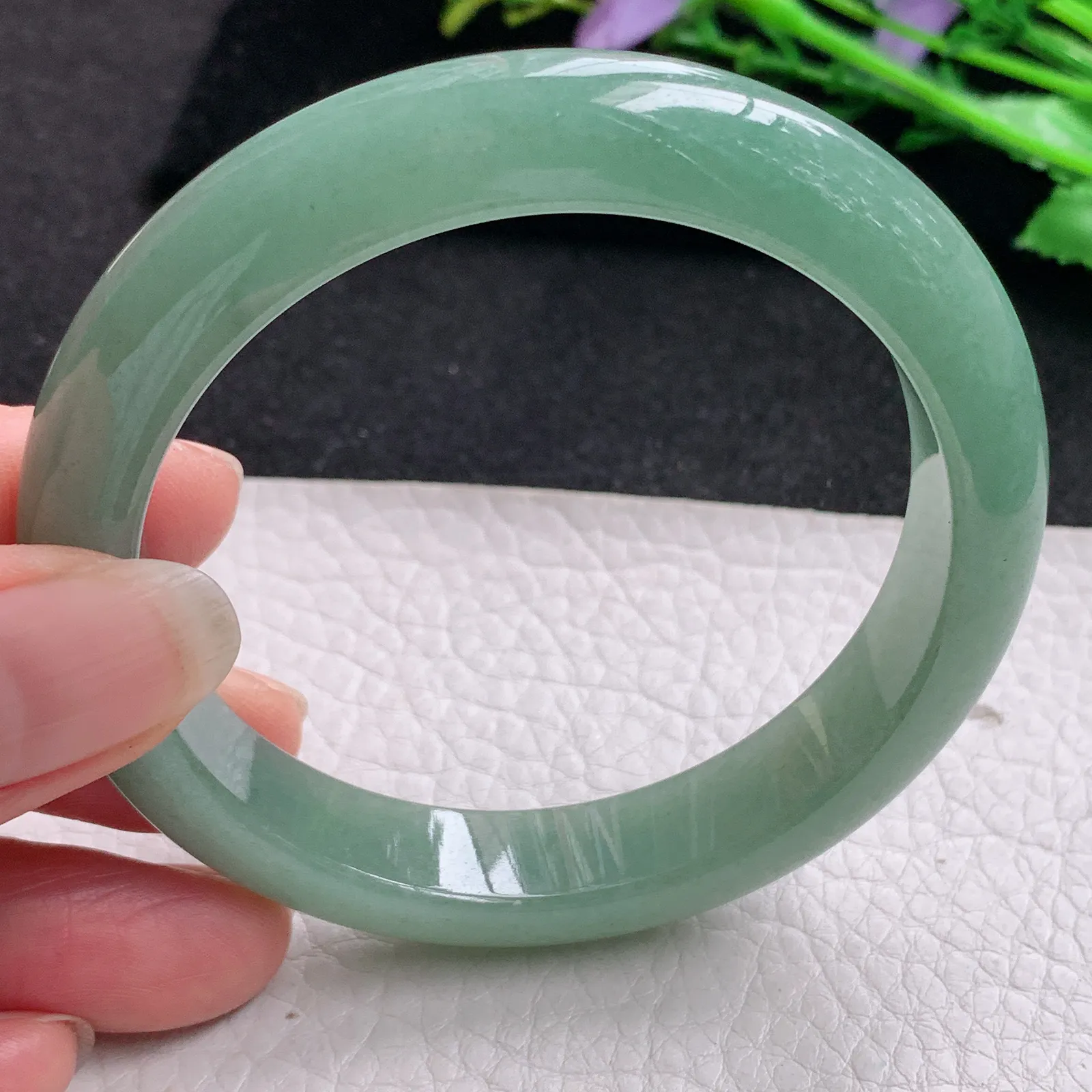 nr实拍57.5*12*8.6平安镯 缅甸翡翠精美油绿宽边玉手镯 玉手环