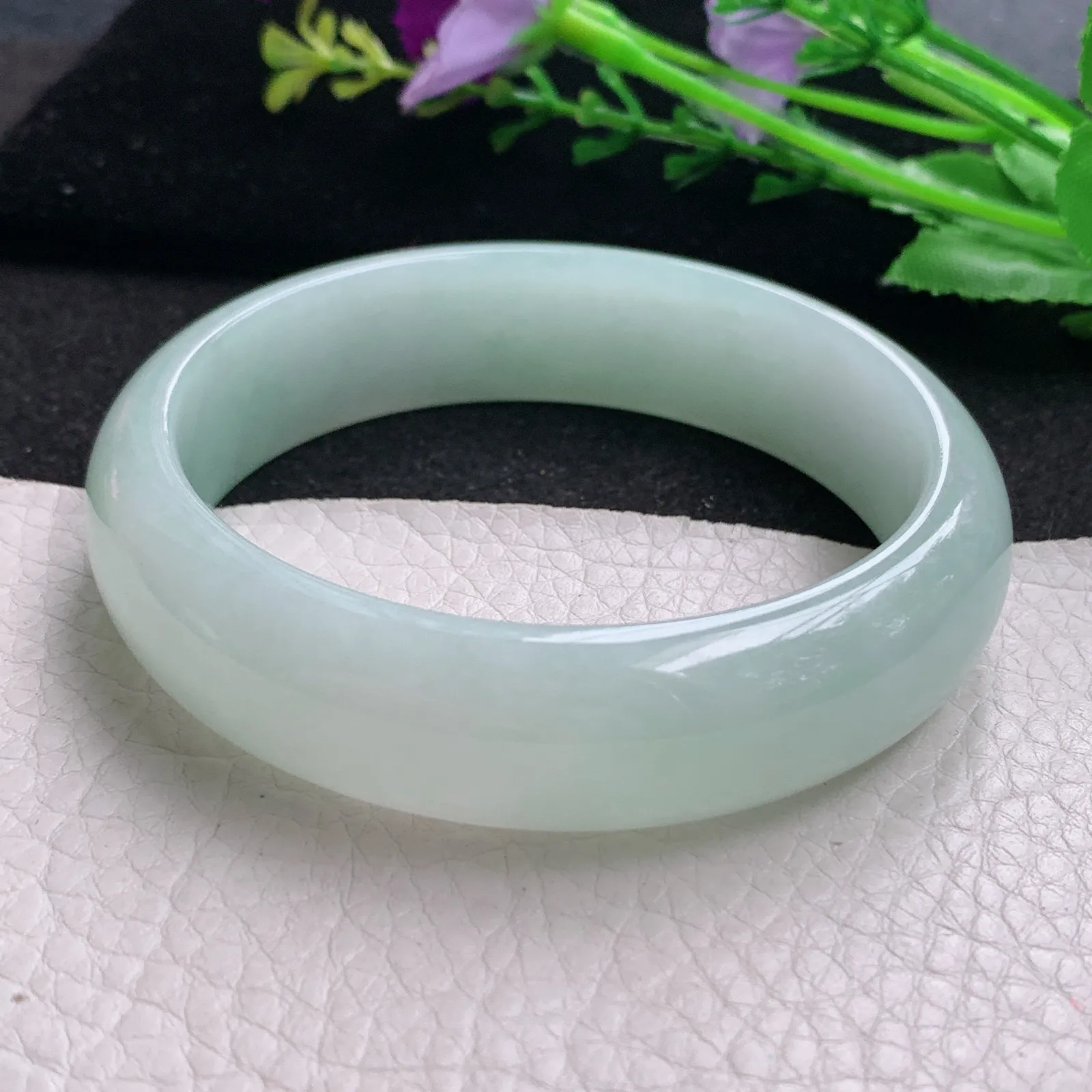nr大圈口60*16.2*8.2轮胎镯 缅甸翡翠精美甜绿宽边玉手镯 玉手环