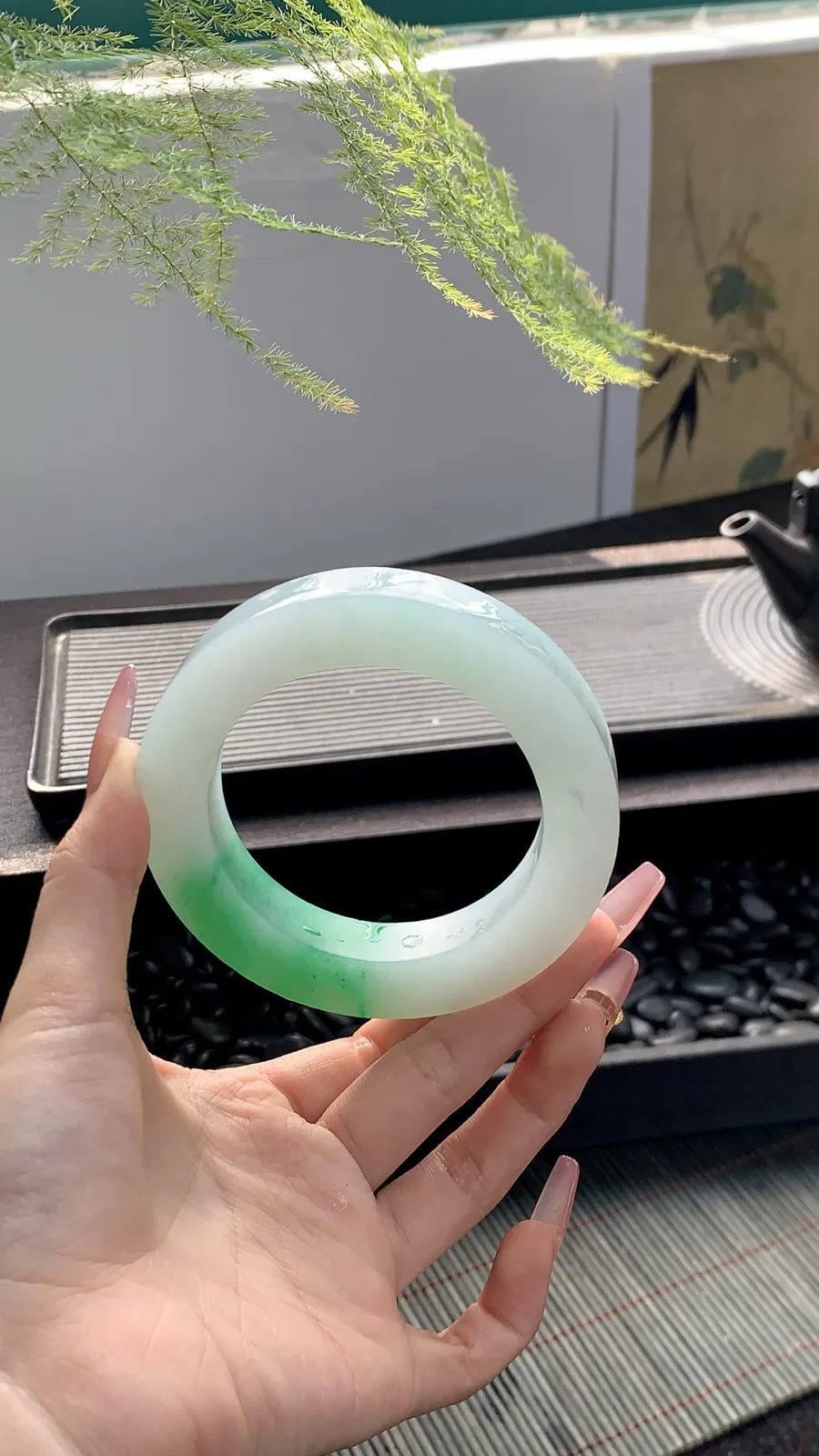 【白底青阳绿镯胚】