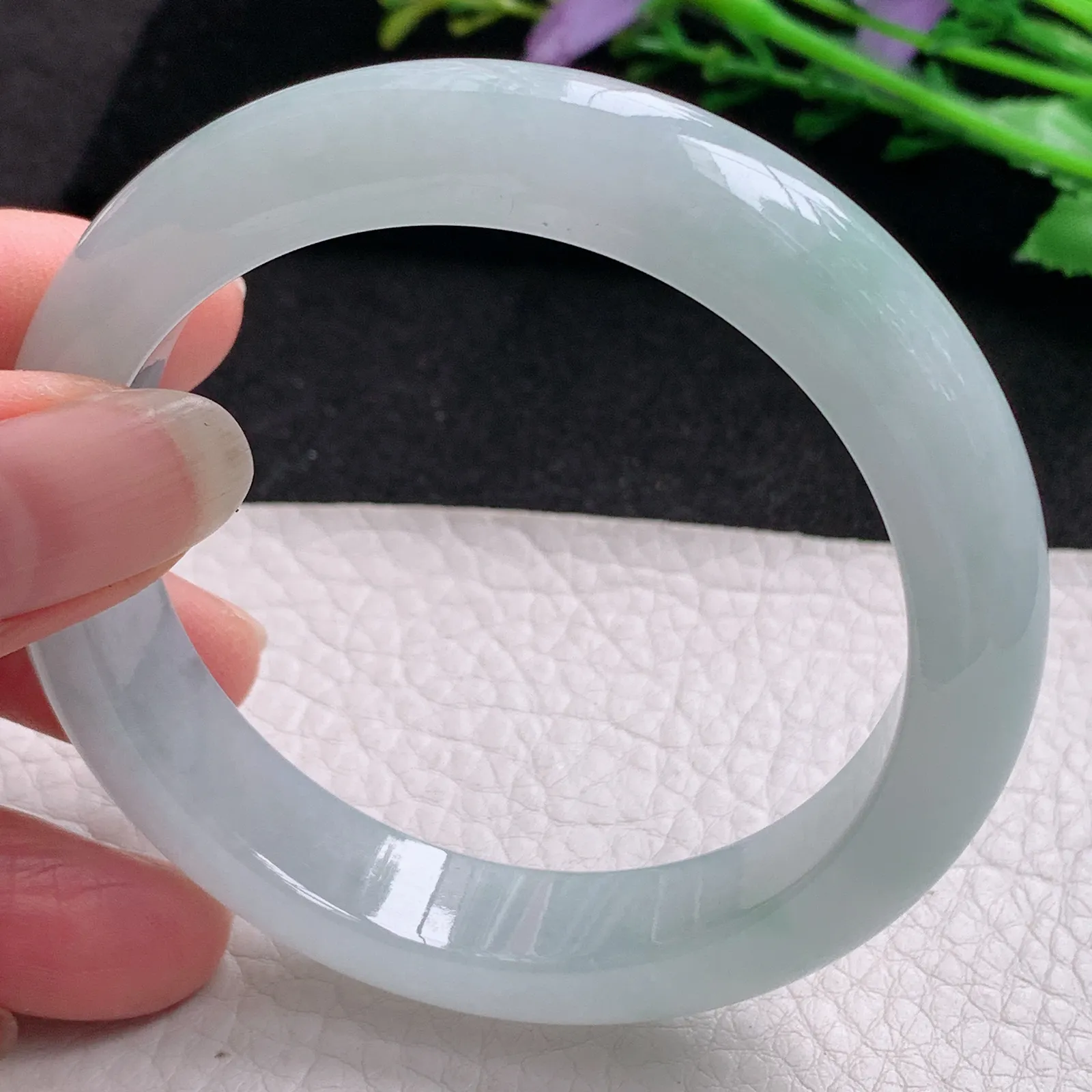 nr实拍56.3*12.5*9平安镯 缅甸翡翠精美冰胶宽边玉手镯 玉手环