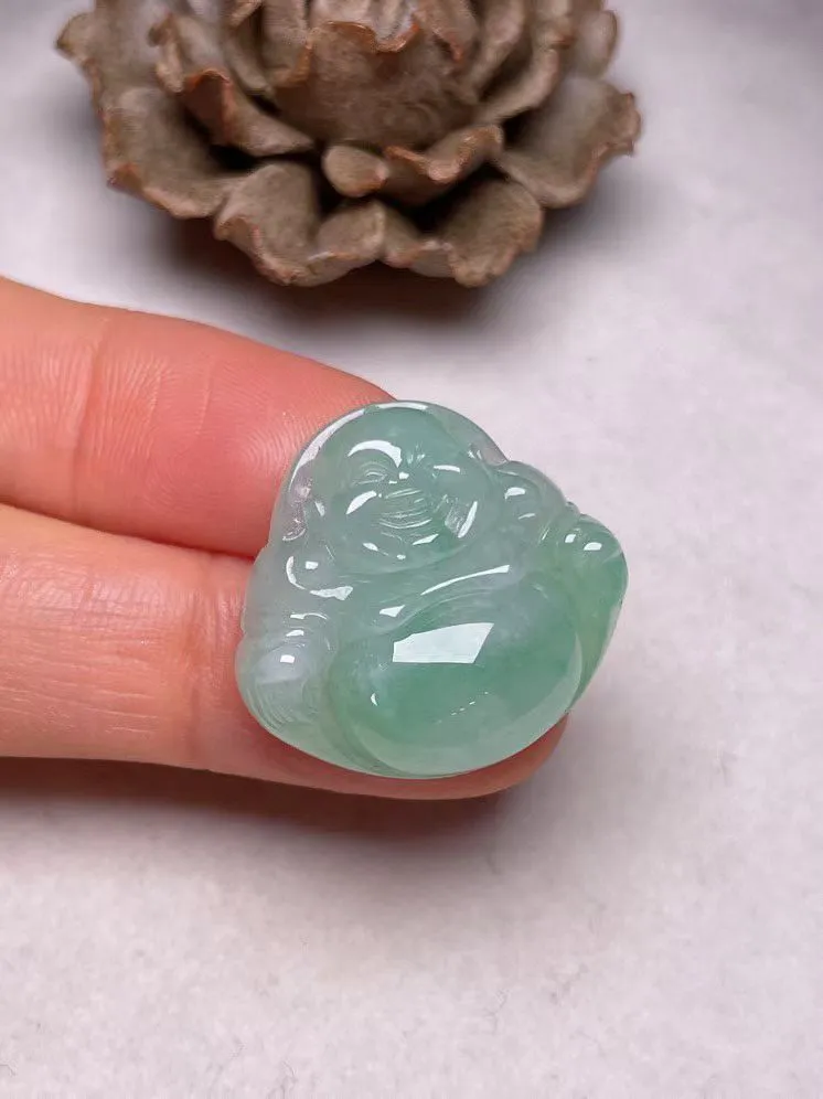 冰糯种飘绿【佛公】吊坠，种水好，玉质细腻 ，卖相好.