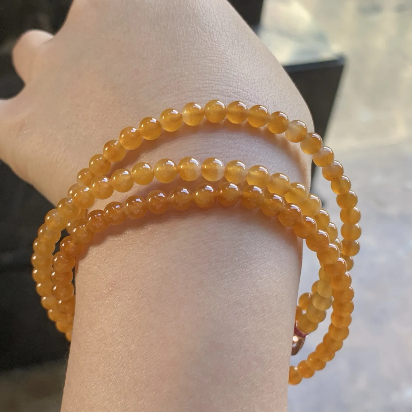 冰黄珠串^_^冰透 鲜艳 5毫米