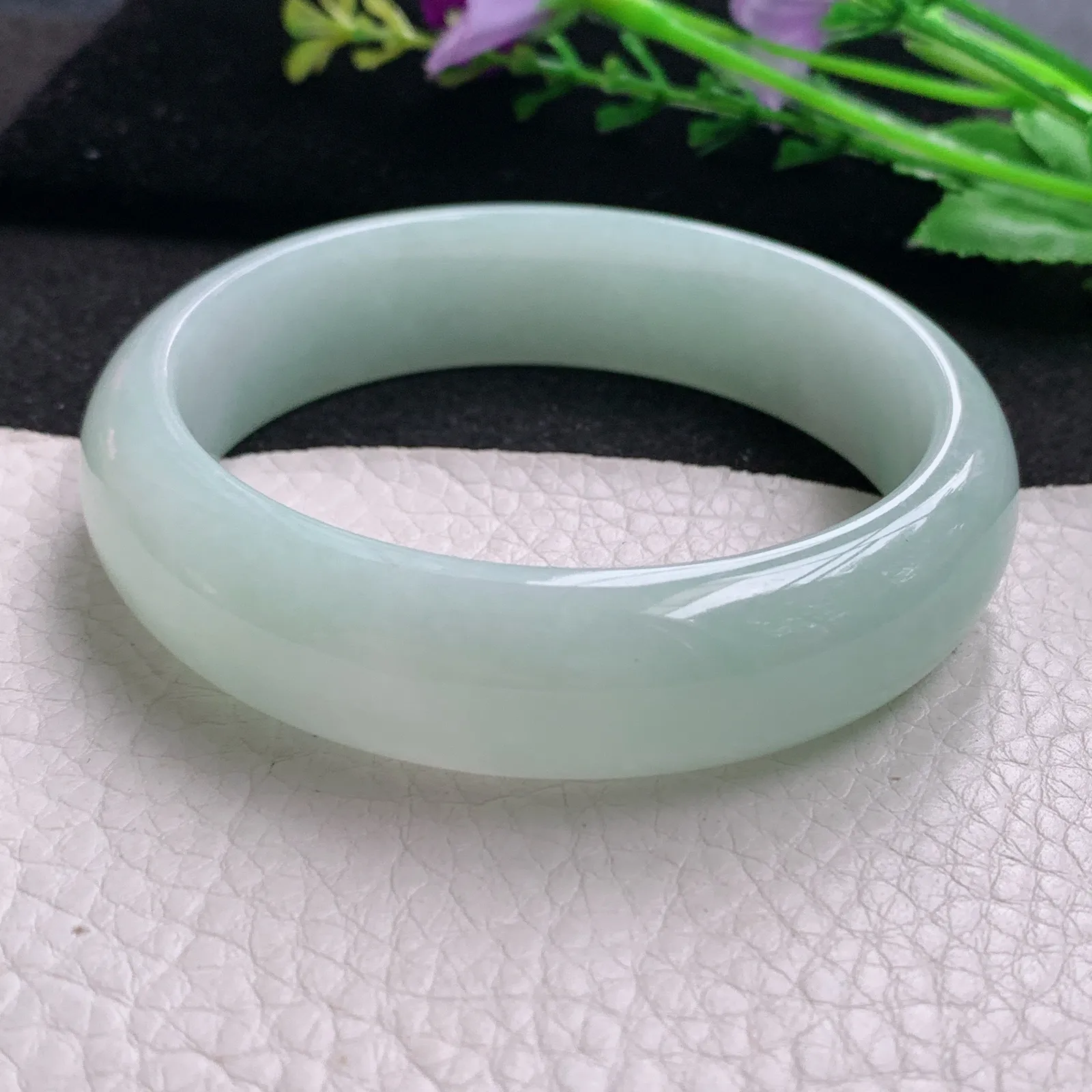 nr大圈口60*16.2*8.2轮胎镯 缅甸翡翠精美甜绿宽边玉手镯 玉手环