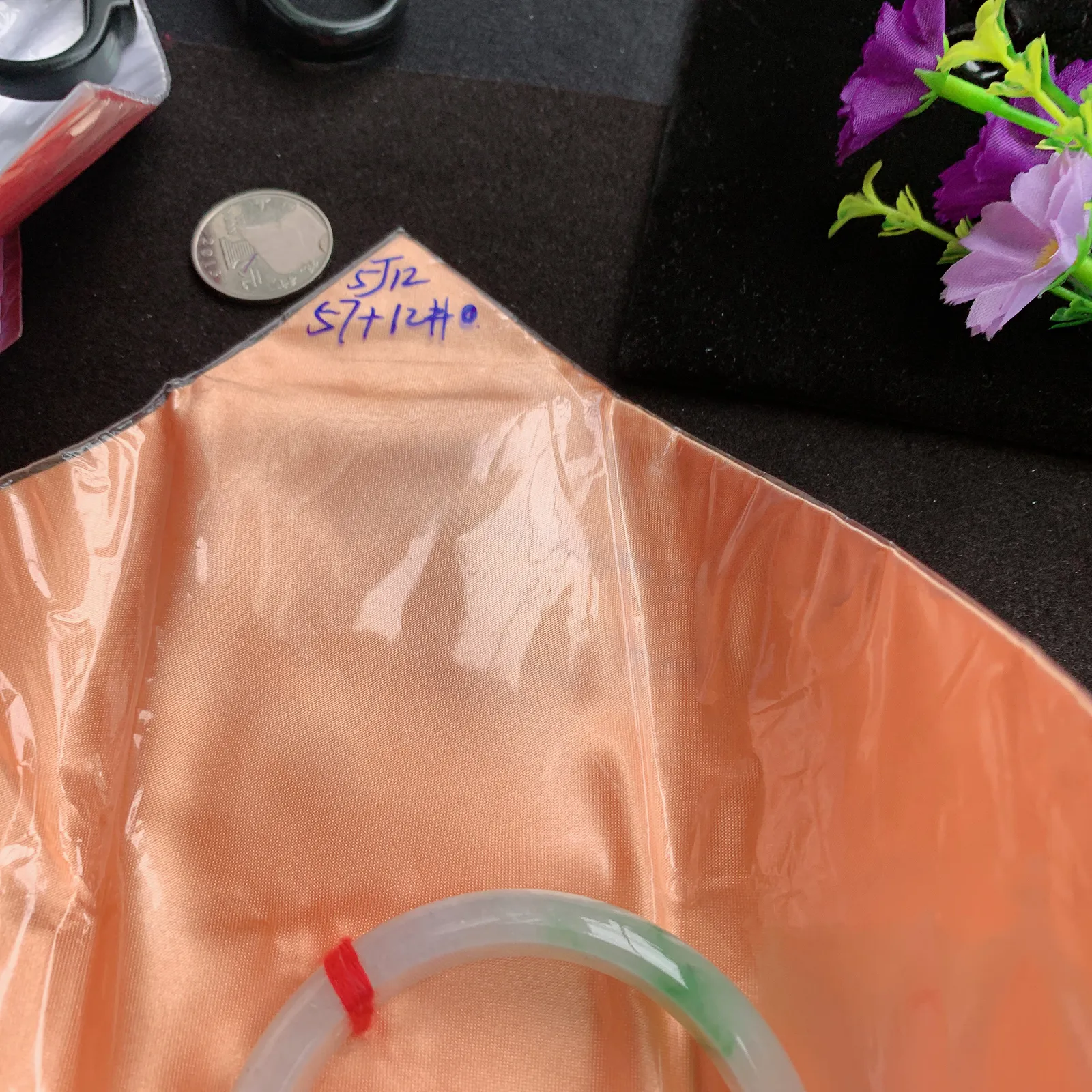 js实拍57*12.3*7.3平安镯 缅甸翡翠精美冰飘绿花宽边玉手镯 玉手环