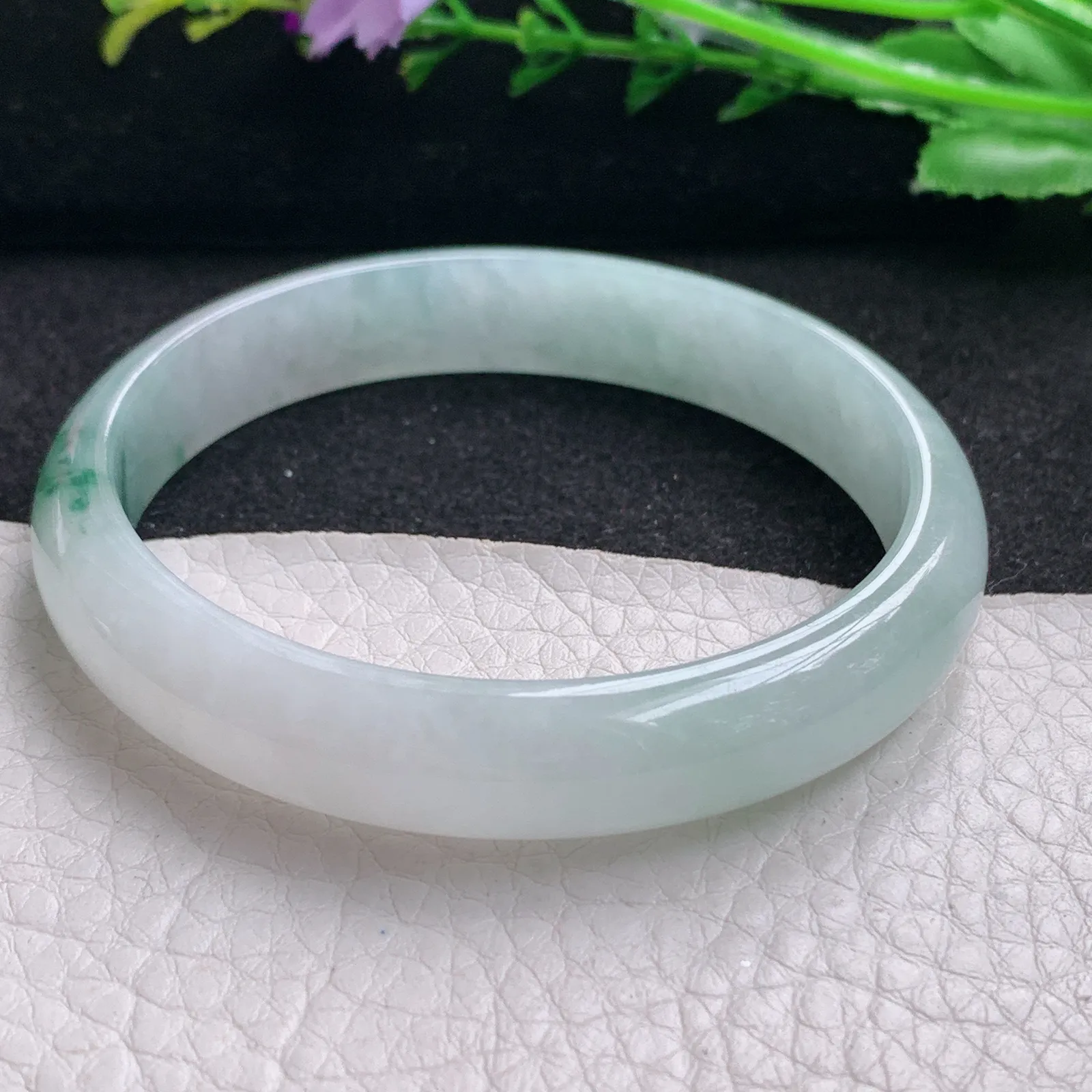 xh实拍56.5*11*6.3平安镯 缅甸翡翠精美冰飘花秀气宽边玉手镯 玉手环