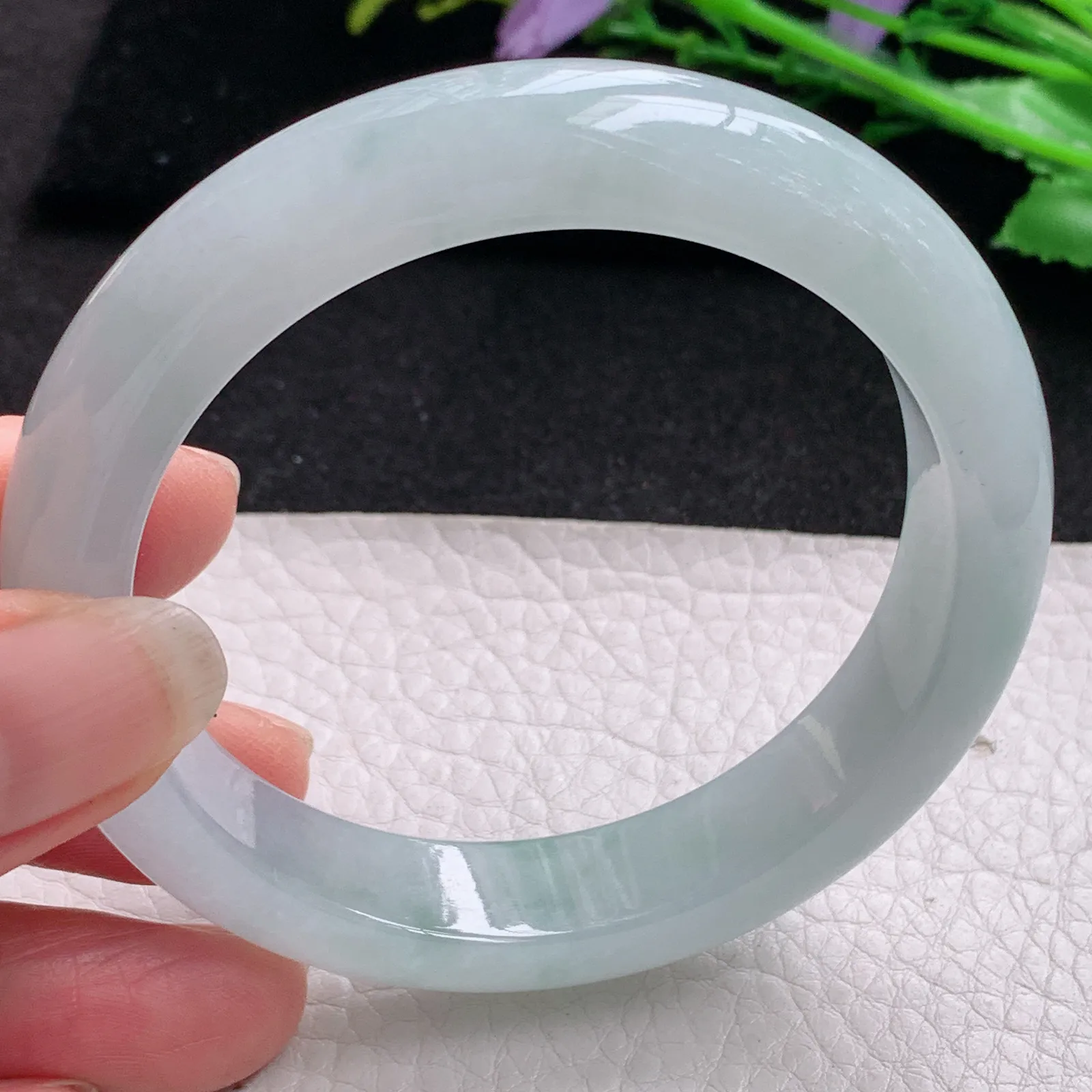 nr实拍56.3*12.5*9平安镯 缅甸翡翠精美冰胶宽边玉手镯 玉手环