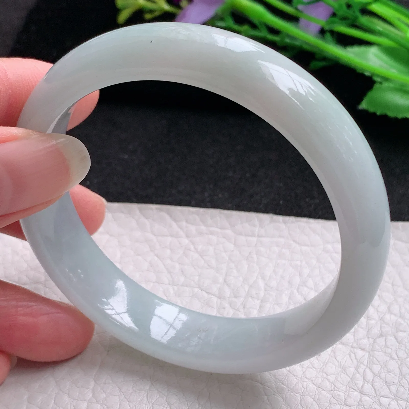 nr实拍58*13.6*7.5平安镯 缅甸翡翠精美淡雅宽边玉手镯 玉手环