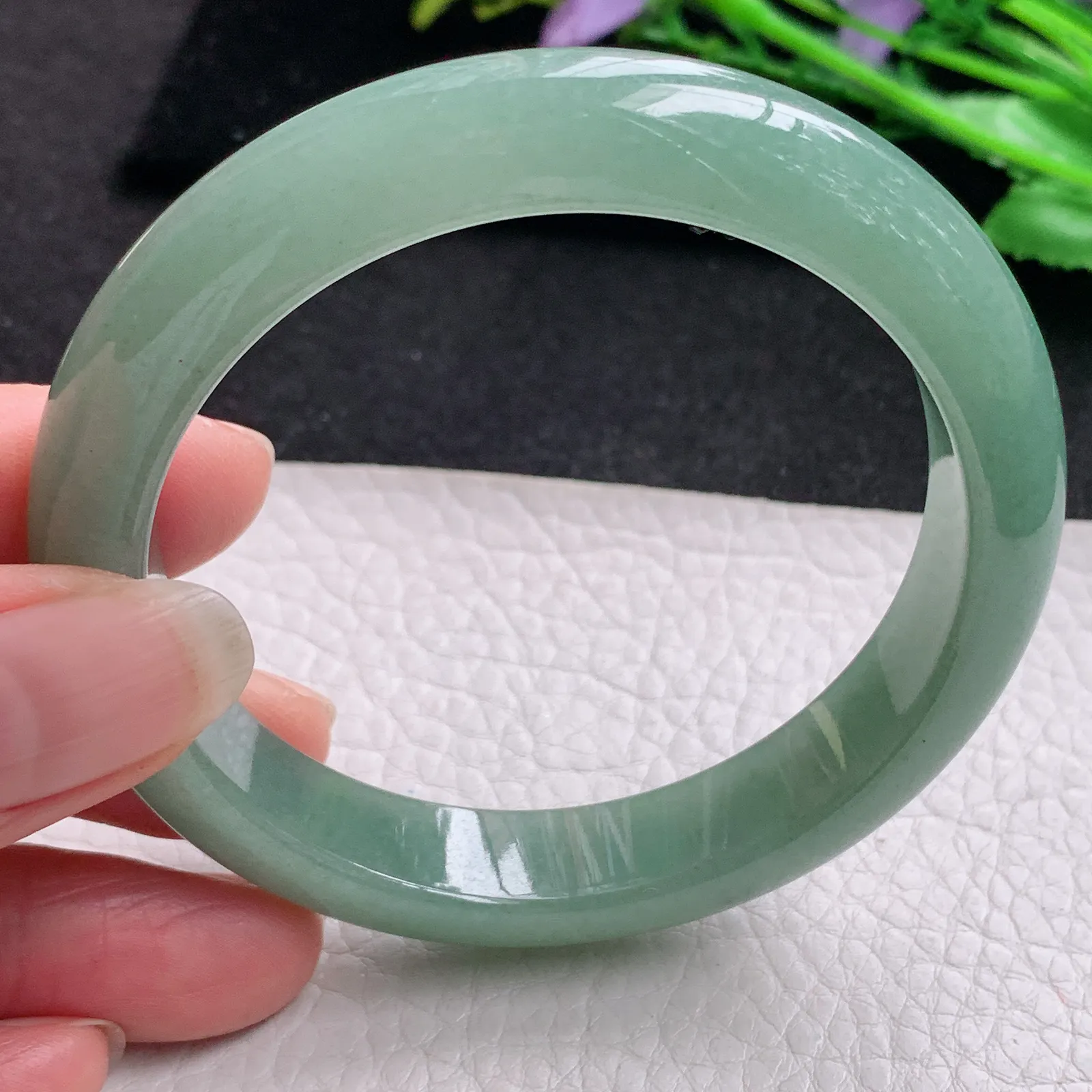 nr实拍57.5*12*8.6平安镯 缅甸翡翠精美油绿宽边玉手镯 玉手环