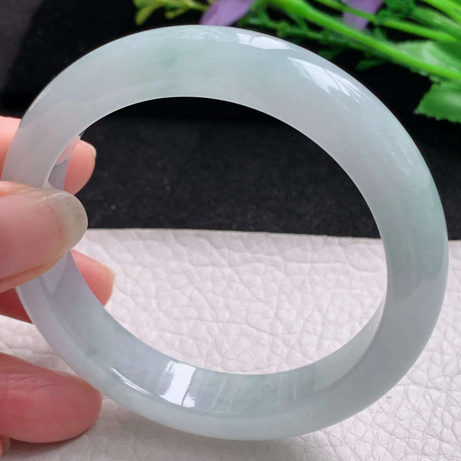 nr实拍56.3*12.5*9平安镯 缅甸翡翠精美冰胶宽边玉手镯 玉手环