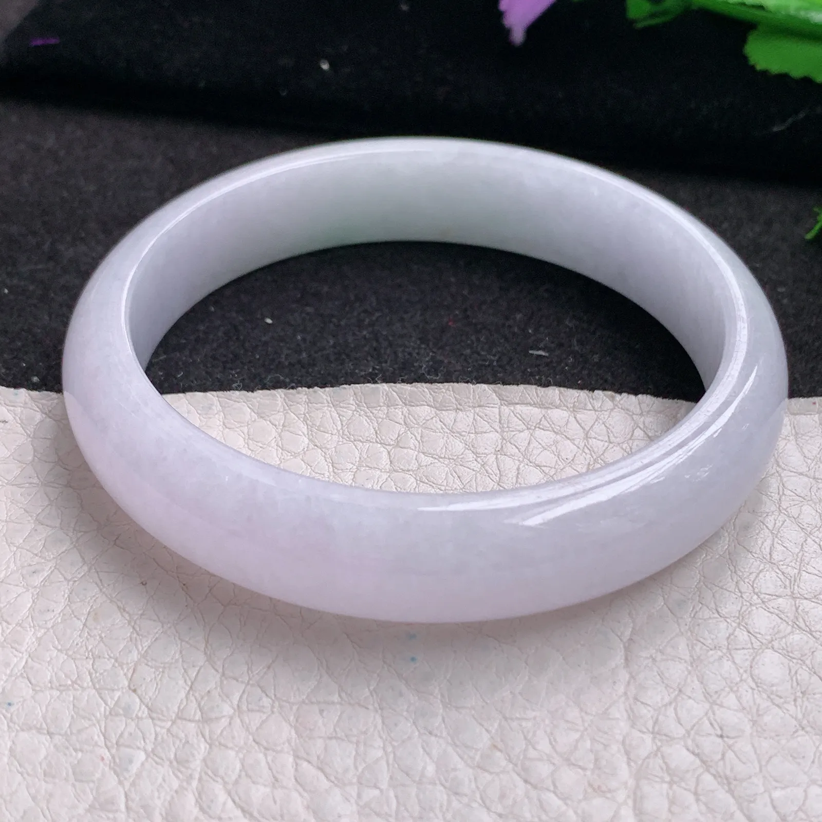 nr实拍57.5*12.5*7平安镯 缅甸翡翠精美冰紫宽边玉手镯 玉手环