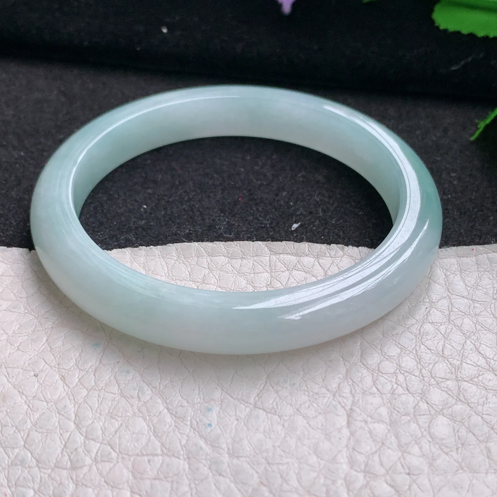 nr小圈口51.6*8.3*7平安镯 缅甸翡翠精美秀气宽边玉手镯 玉手环