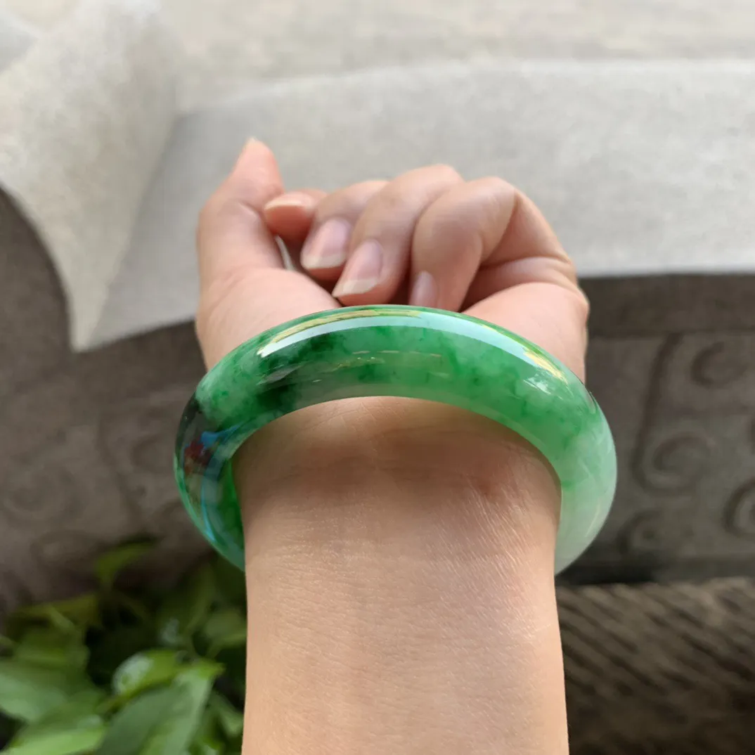 圈口54.8-14.3-9 【辣绿正圈手镯】正圈54 55可戴