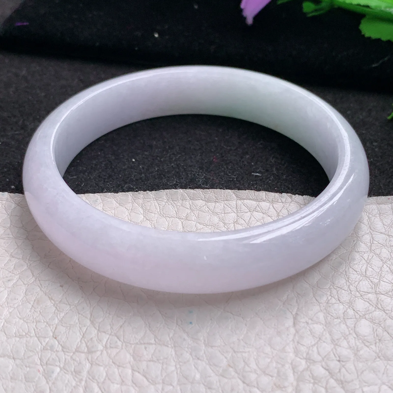 nr实拍57.5*12.5*7平安镯 缅甸翡翠精美冰紫宽边玉手镯 玉手环