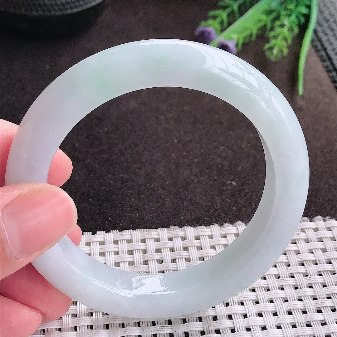 实拍A货翡翠55/11.7/9.5老坑冰润起胶厚装手镯宽边翡翠玉镯女款