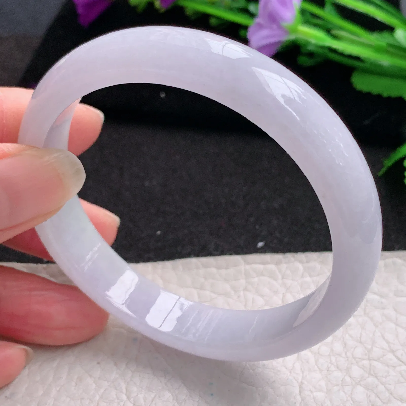 nr实拍57.5*12.5*7平安镯 缅甸翡翠精美冰紫宽边玉手镯 玉手环