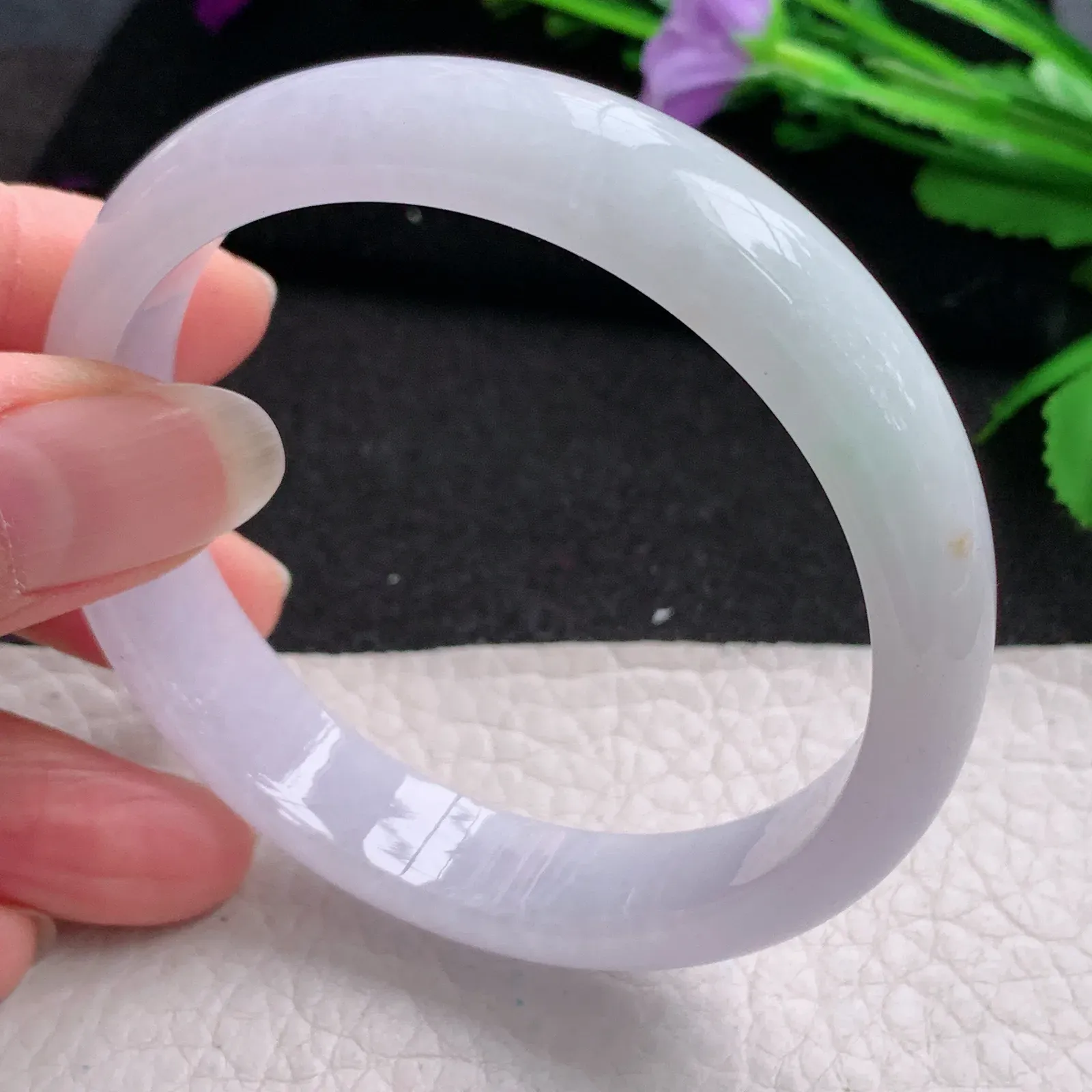 nr实拍57.5*12.5*7平安镯 缅甸翡翠精美冰紫宽边玉手镯 玉手环