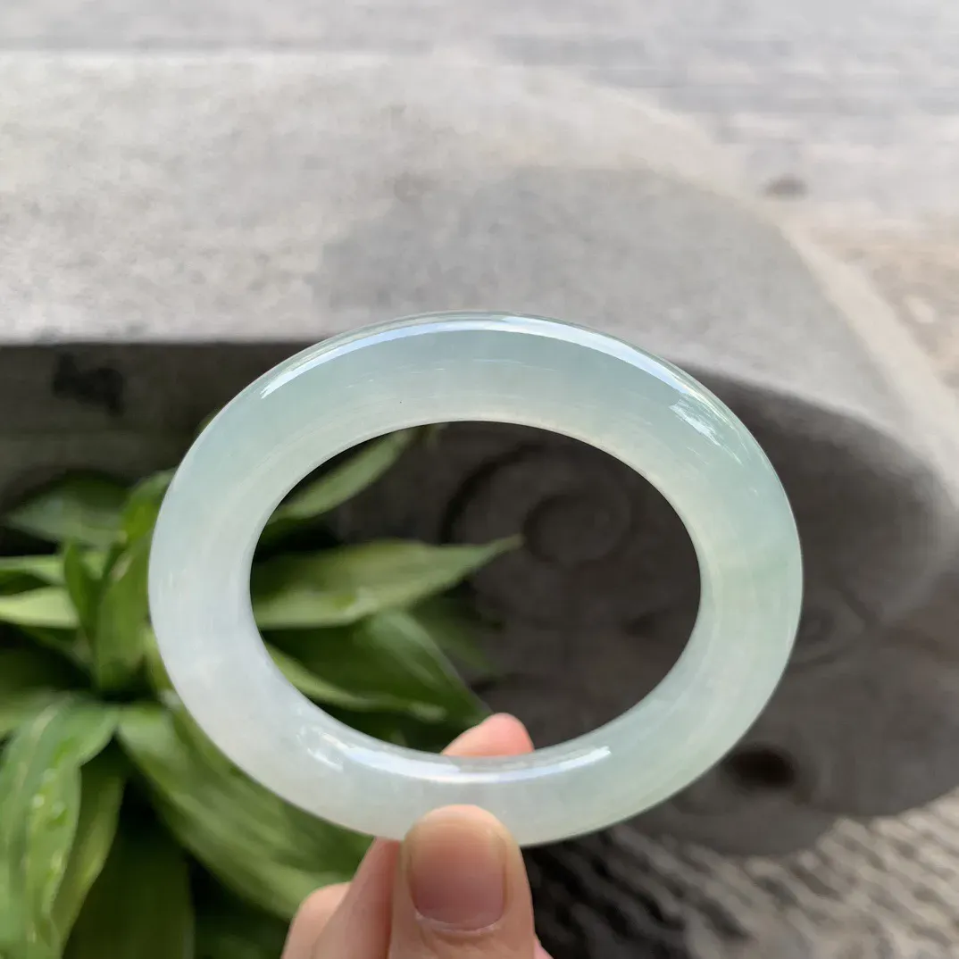 圈口55.8-12 【冰晴绿圆条手镯】圆条55 56可戴