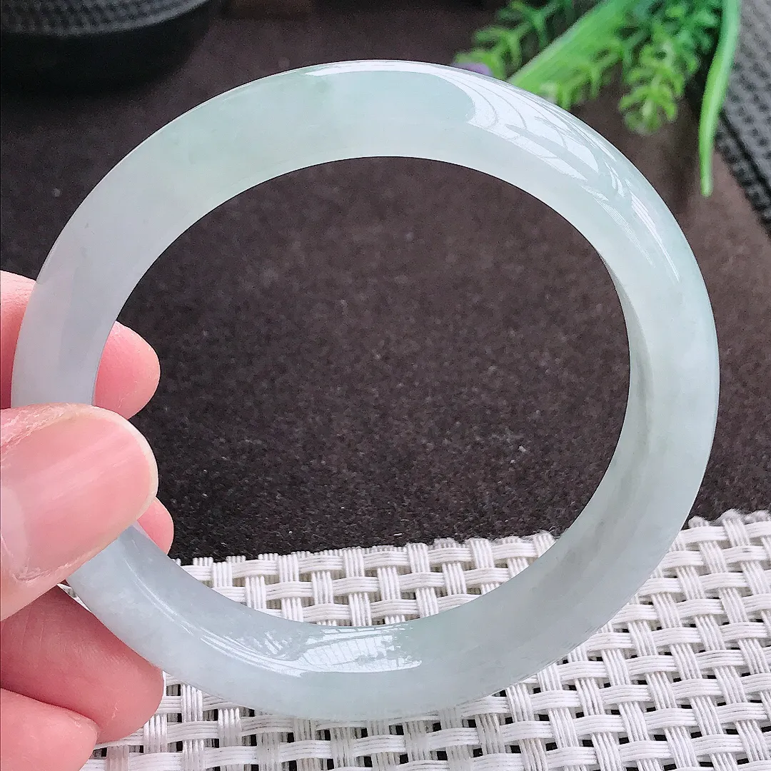 实拍A货翡翠57.5/11.6/8.4老坑冰胶果冻冰晴种手镯宽边翡翠玉镯女款