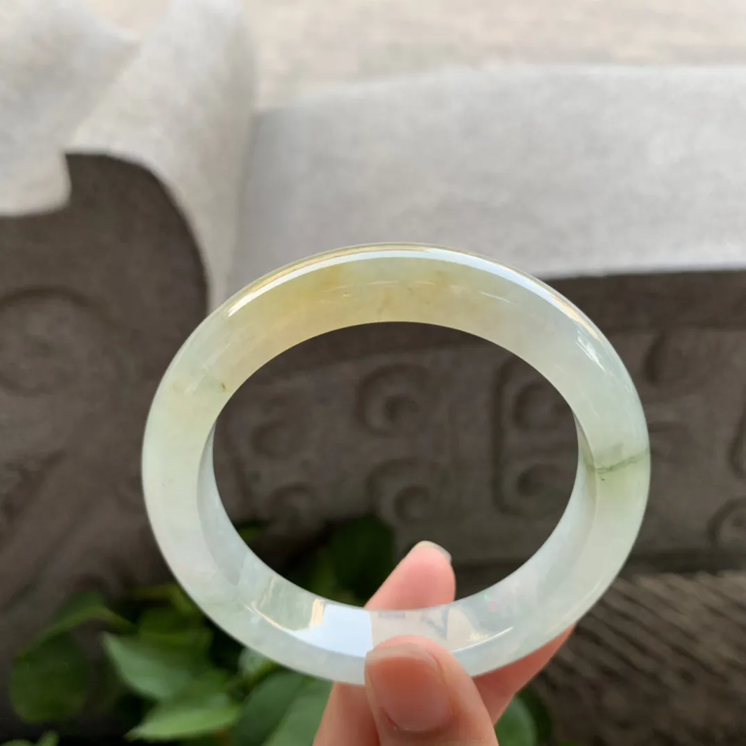 圈口57.8-12.8-9.1 【冰黄翡正圈手镯】正圈57 58可戴