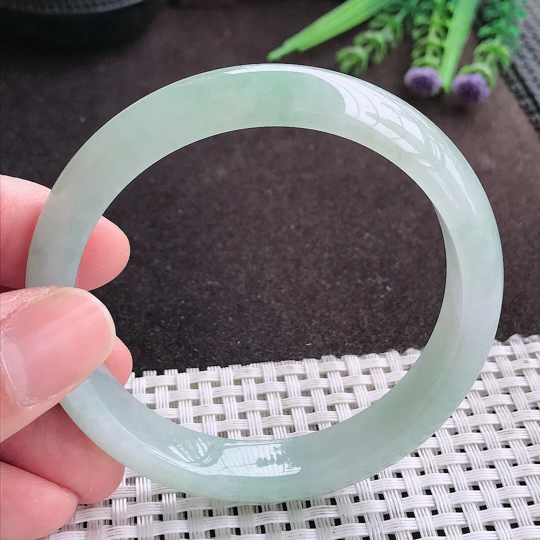 实拍A货翡翠58/11.8/7.8老坑冰胶水灵冰晴种手镯宽边翡翠玉镯女款