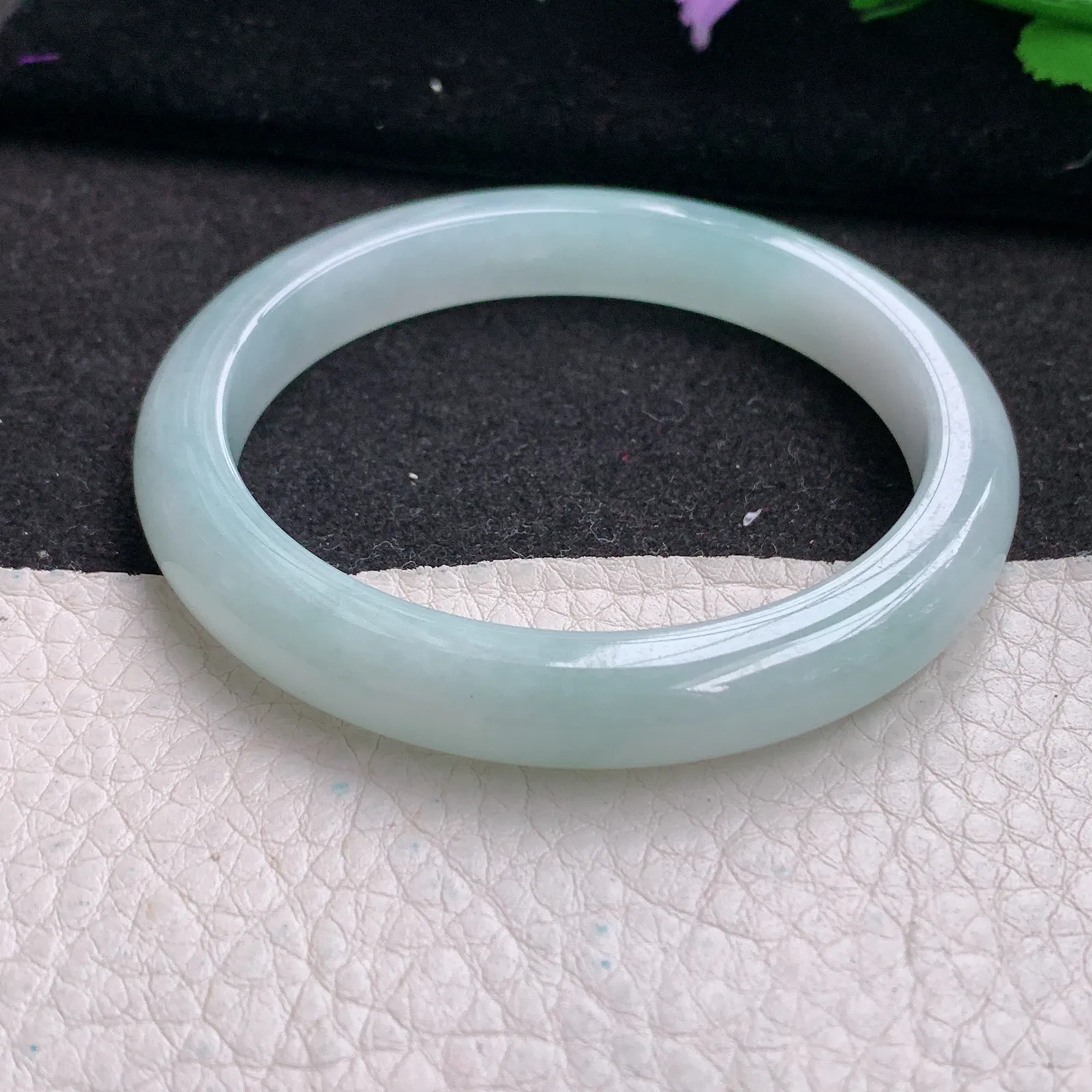 nr小圈口51.6*8.3*7平安镯 缅甸翡翠精美秀气宽边玉手镯 玉手环