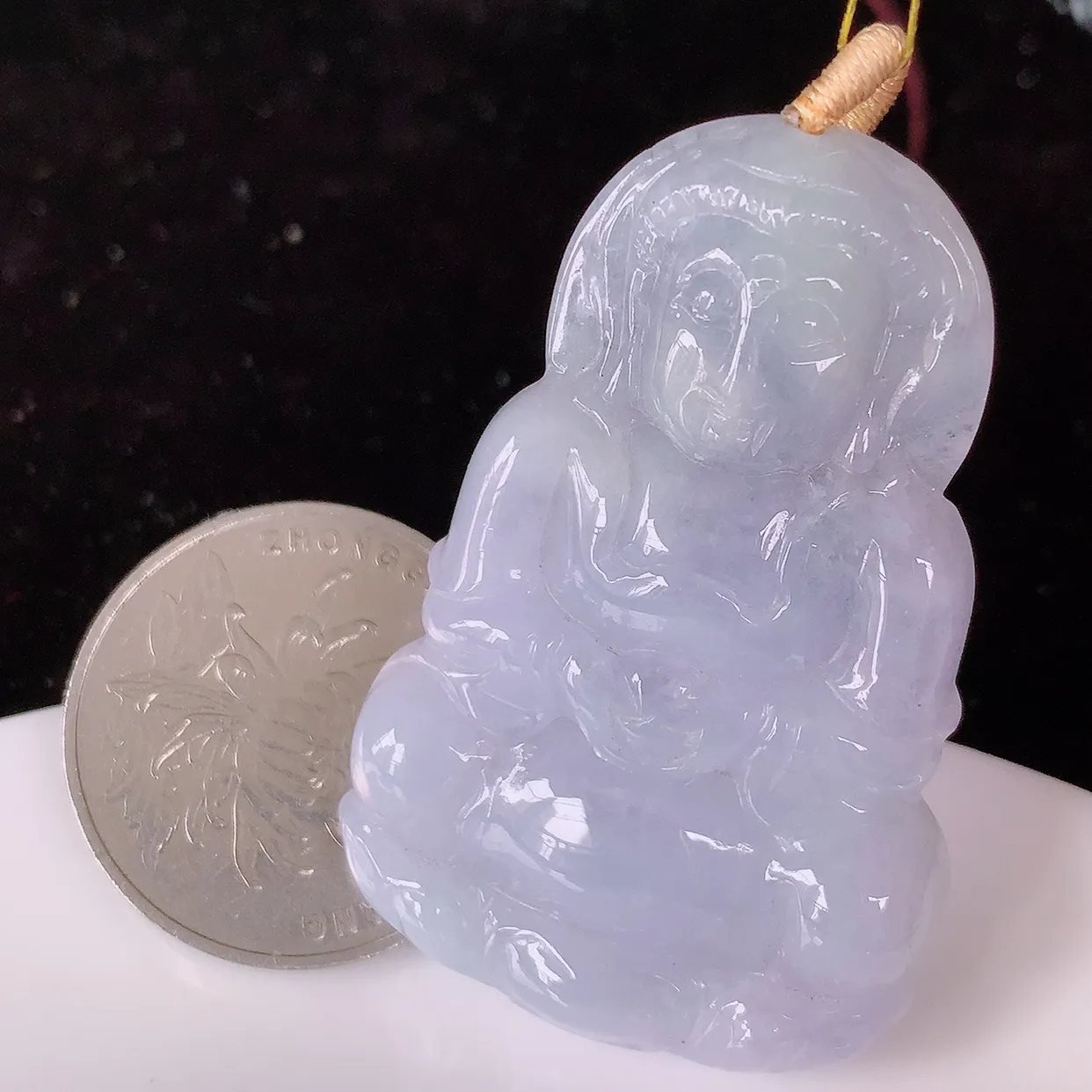 自然光实拍，冰润紫罗兰翡翠保平安观音菩萨吊坠，玉质莹润，佩戴佳品，#35.19