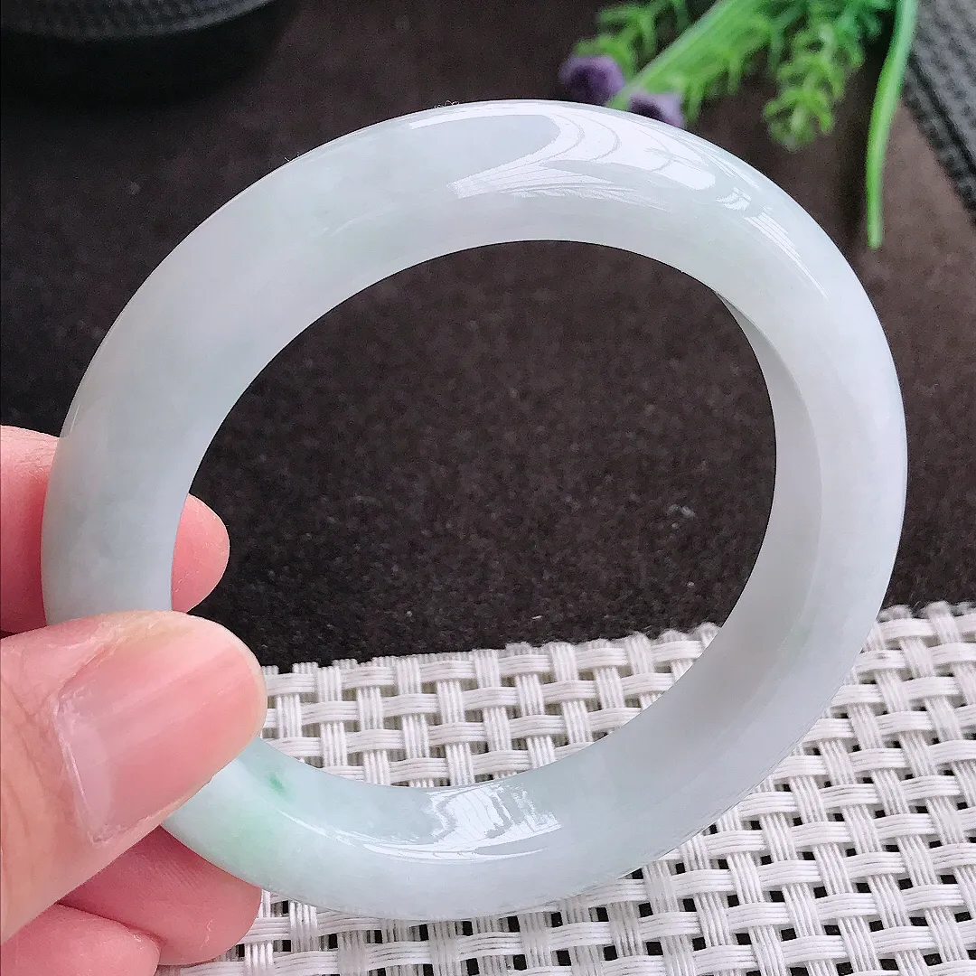 实拍A货翡翠55/11.7/9.5老坑冰润起胶厚装手镯宽边翡翠玉镯女款