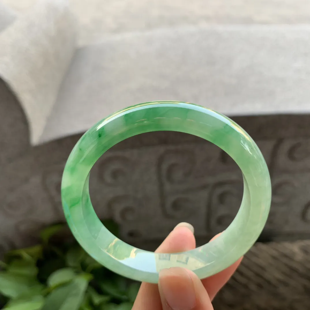 小圈口53.1-12-7.6 【芙蓉绿正圈手镯】正圈53 54可戴