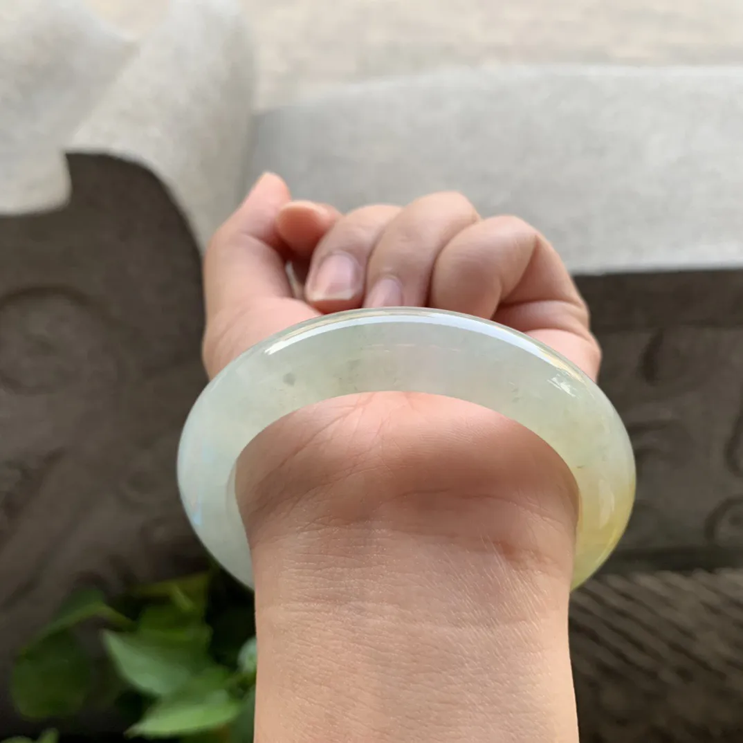 圈口57.8-12.8-9.1 【冰黄翡正圈手镯】正圈57 58可戴