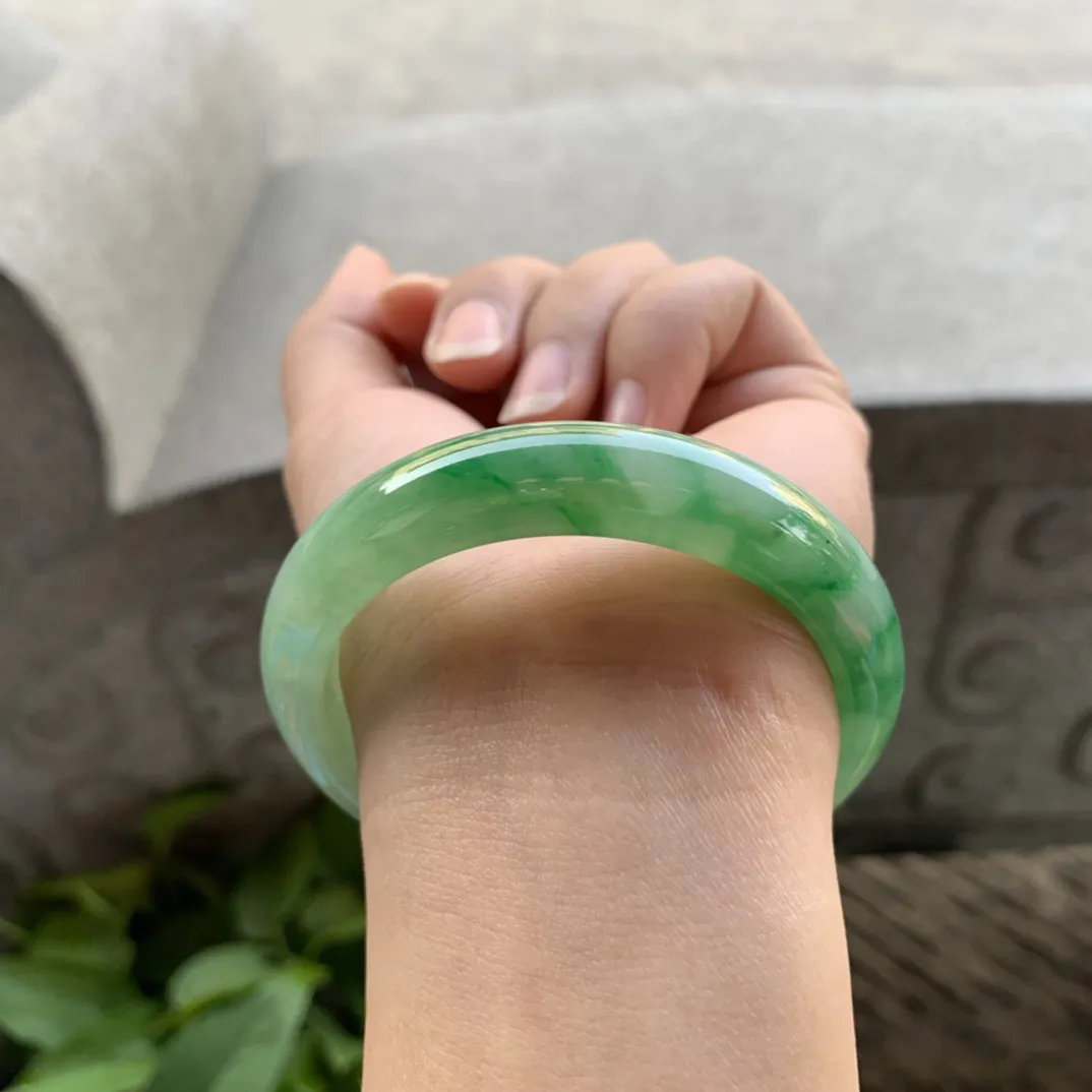 小圈口53.1-12-7.6 【芙蓉绿正圈手镯】正圈53 54可戴